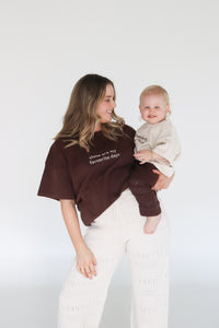 Ladies 'Favourite Days' Tee (Espresso) and Knit Pants (Vanilla Latte) Bundle