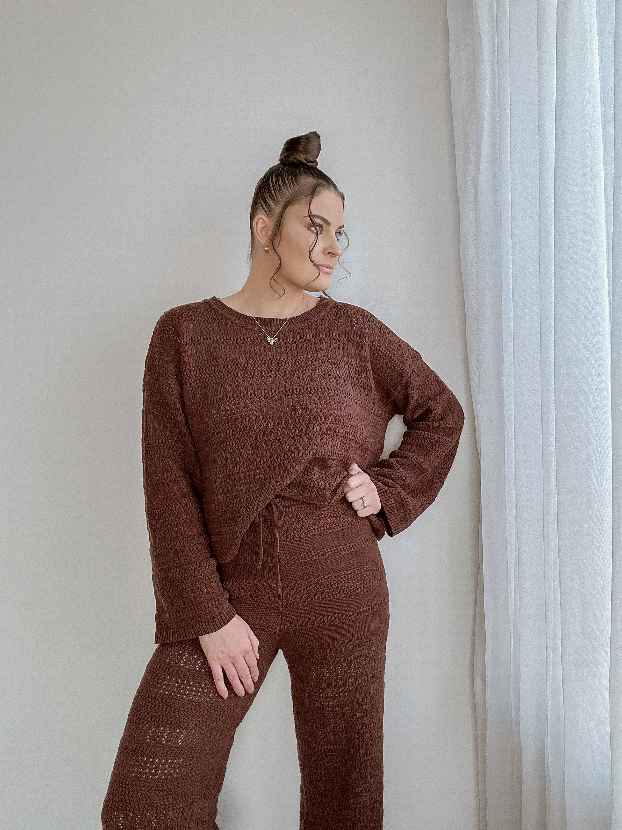 Ladies Knit Top &amp; Pants Bundle - Espresso