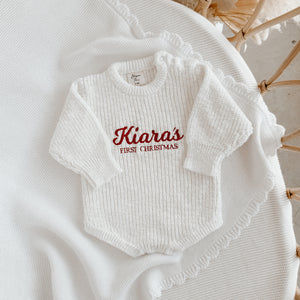 Personalised 'First Christmas' Chunky Knit Romper