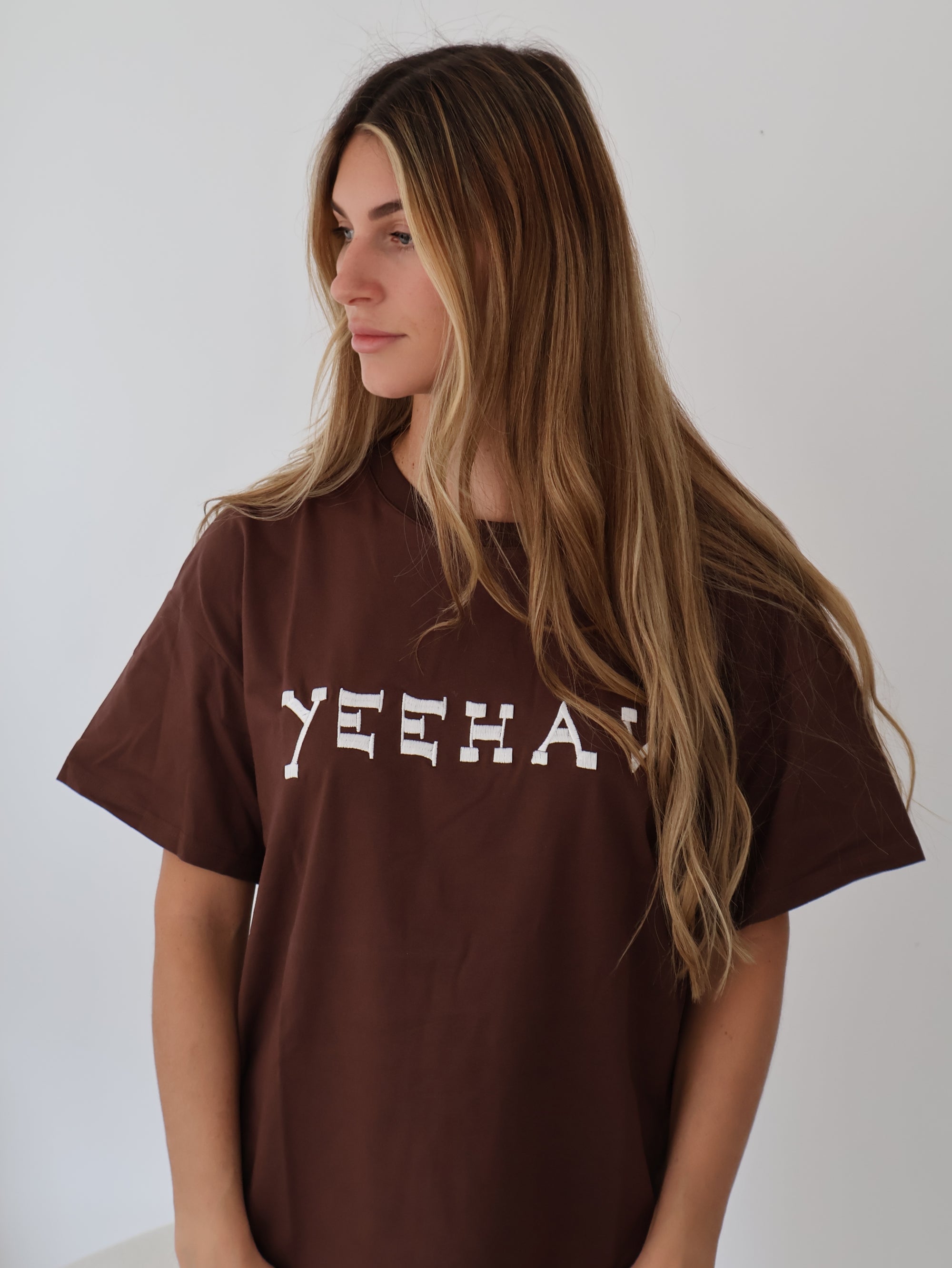 Ladies ‘Yeehaw’ Slouch Tee - Espresso