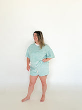 Load image into Gallery viewer, Ladies Stripe Terry Tee - Green