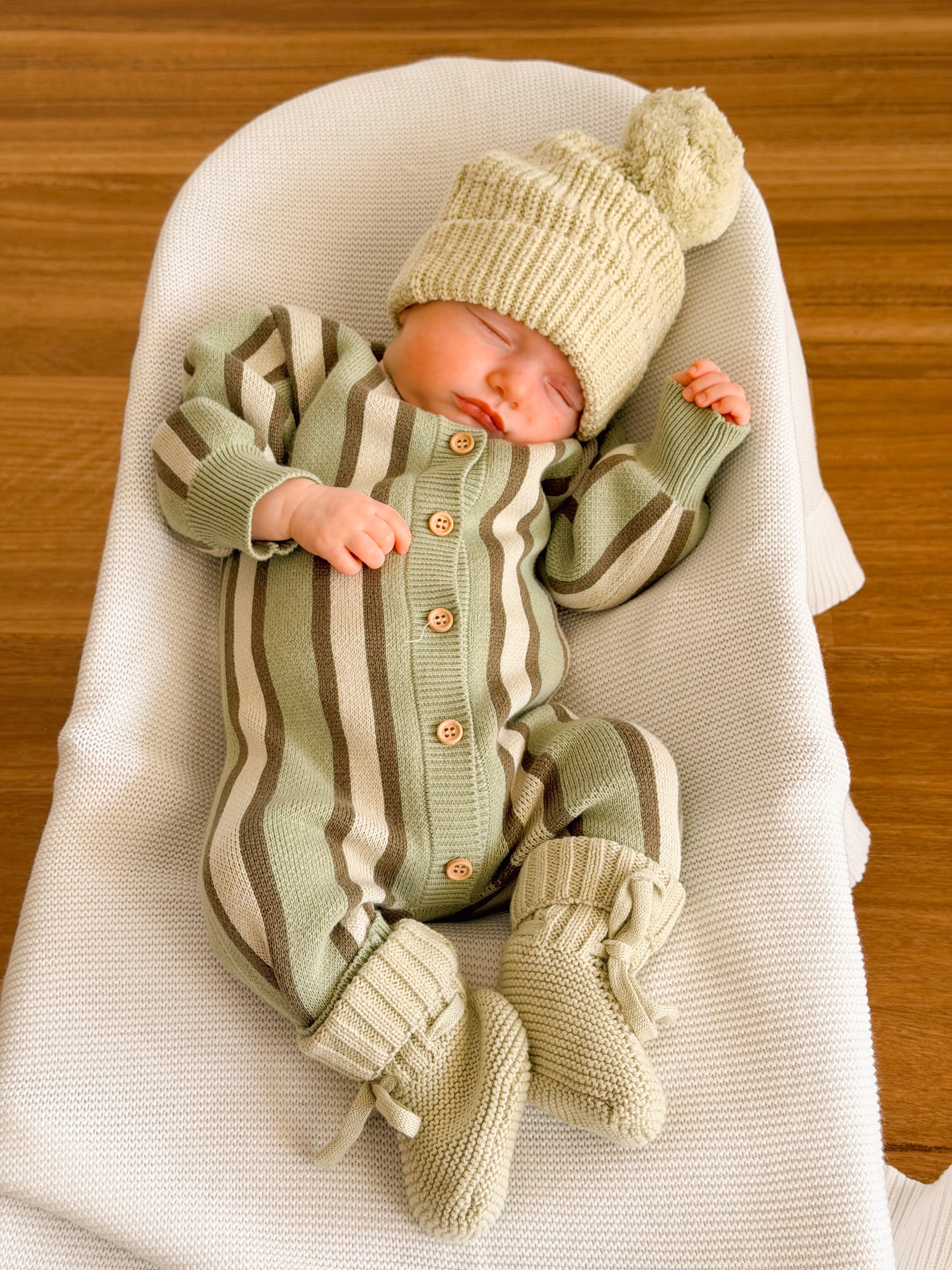Olive Stripe Knit Romper