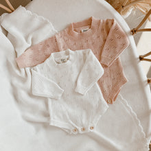 Load image into Gallery viewer, The Mabel Pointelle Knit Romper - Pink Lemonade