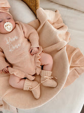 Load image into Gallery viewer, Long Sleeve Frill Leg Knit Romper - Pink Lemonade