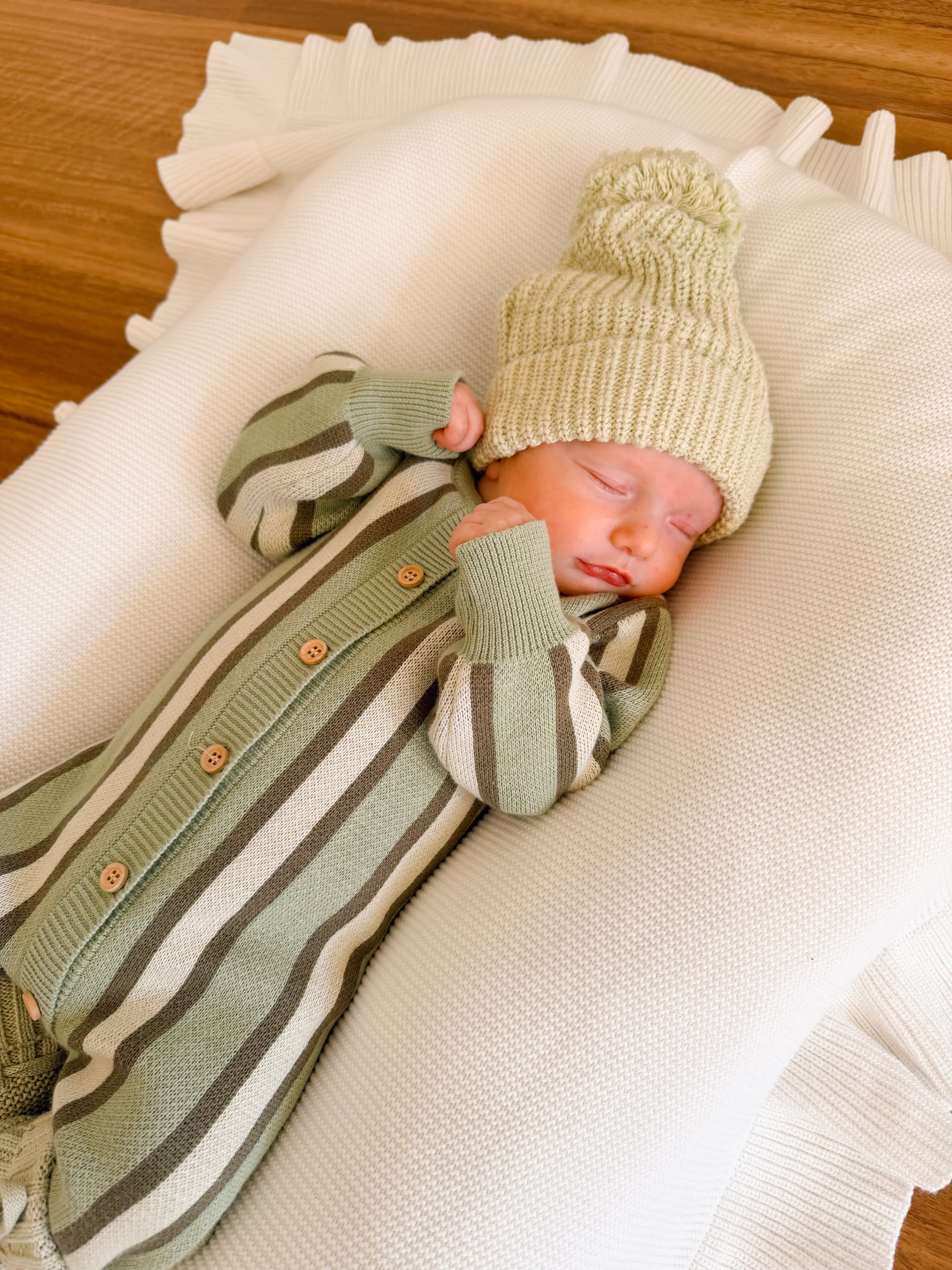 Olive Stripe Knit Romper