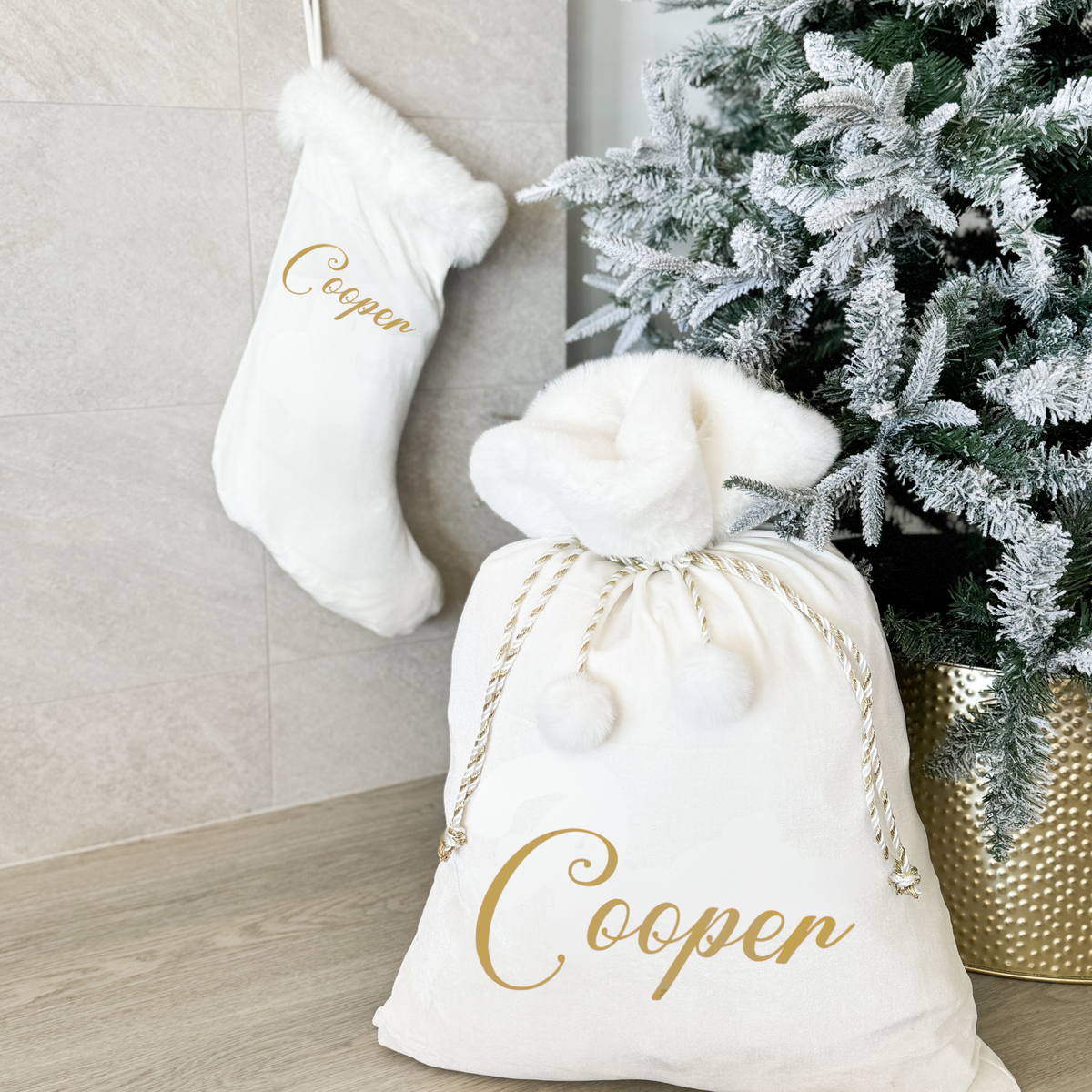 Personalised Holiday Santa Sack - Ivory - PRE ORDER - Est. Dispatch Early October