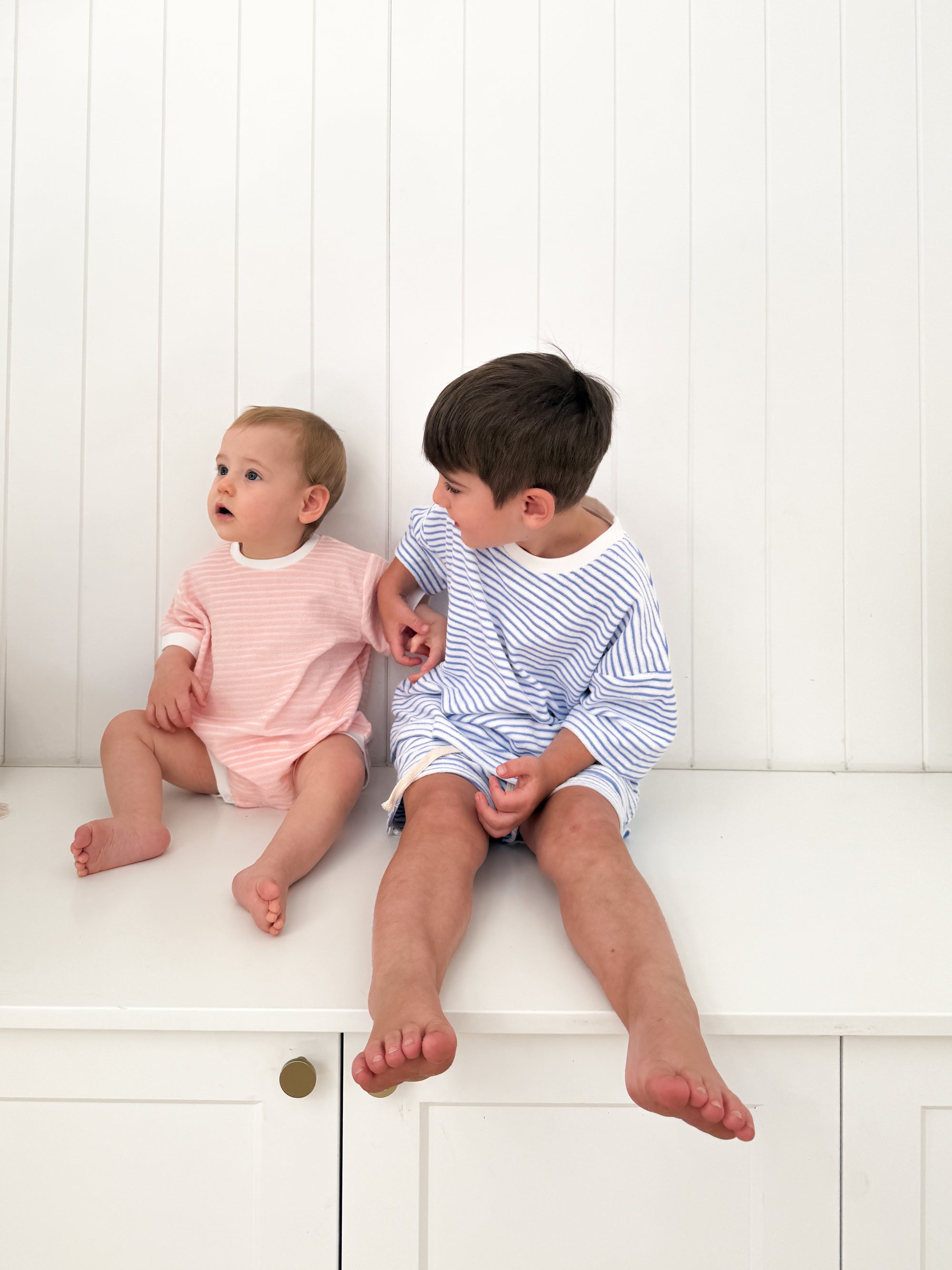 Terry Slouch Romper - Blush