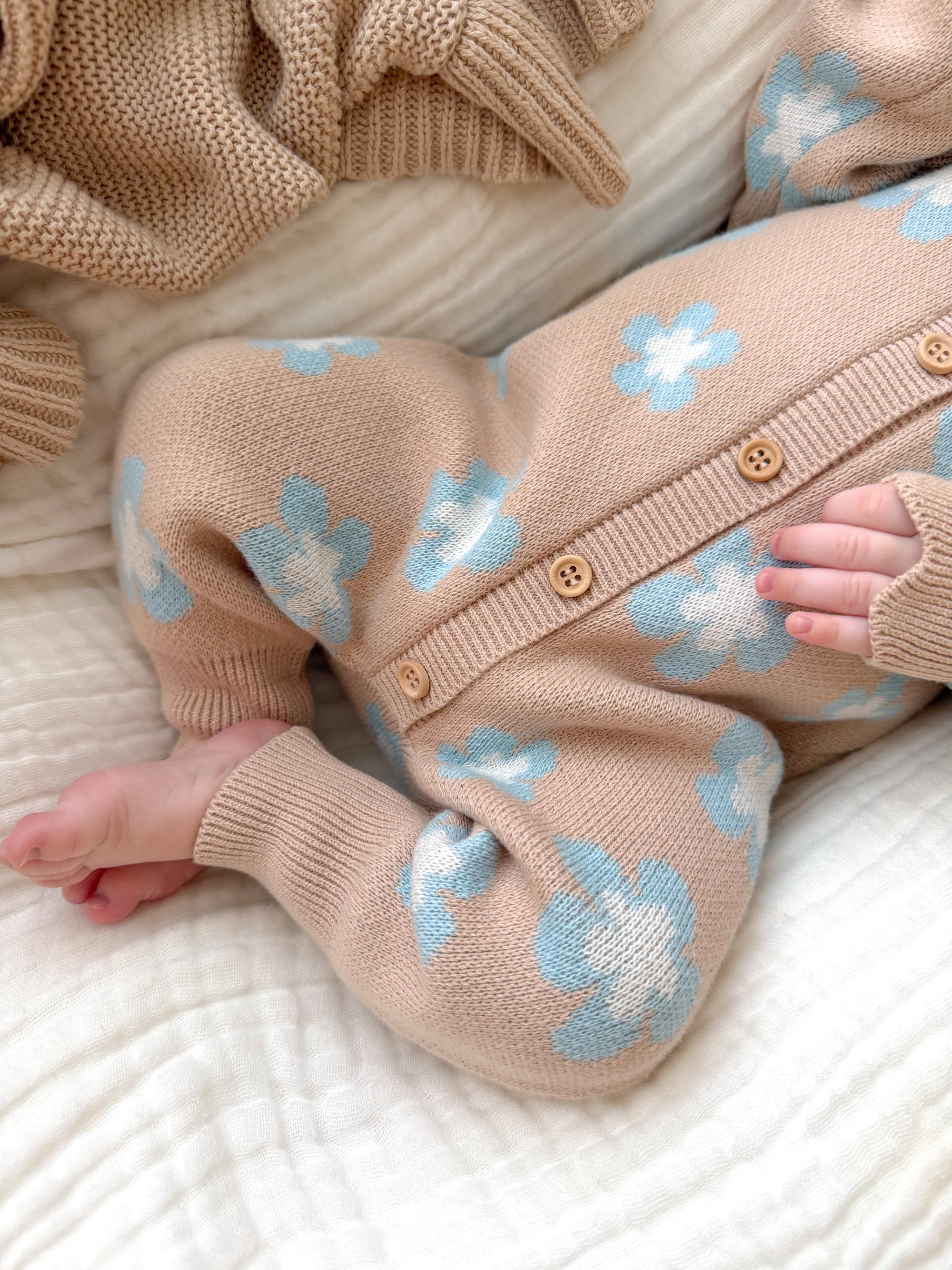 Mocha Blue Daisy Romper