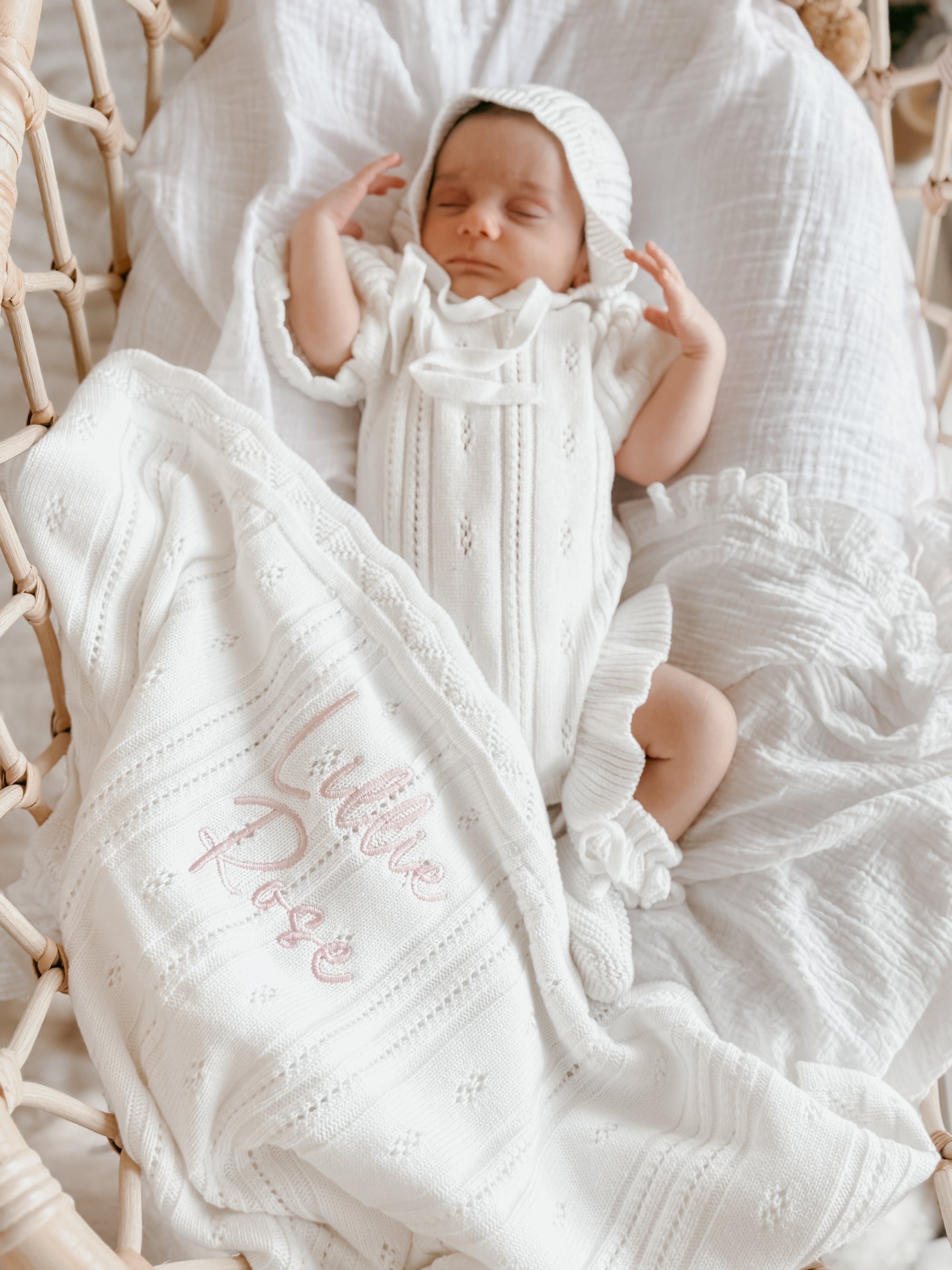 Margot Heirloom Knit Blanket - Milk