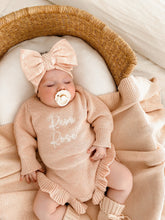 Load image into Gallery viewer, Long Sleeve Frill Leg Knit Romper - Pink Lemonade