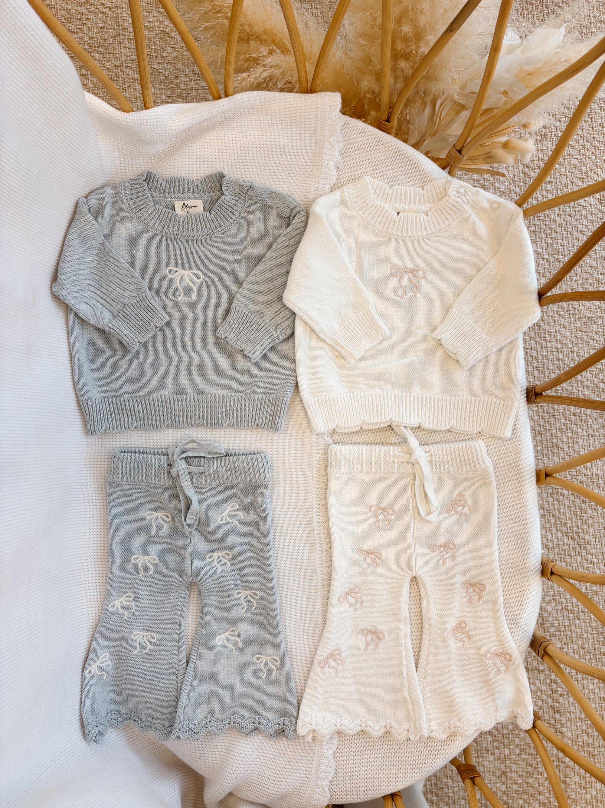 The Cosy Bow Knit Set - Powder Blue