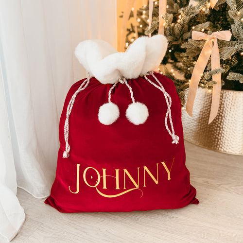 Personalised Holiday Santa Sack (New) - Burgundy - PRE ORDER - Est. Dispatch Mid November