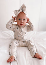 Load image into Gallery viewer, Long Sleeve Bamboo Growsuit &amp; Topknot Bundle - Milk Bottle