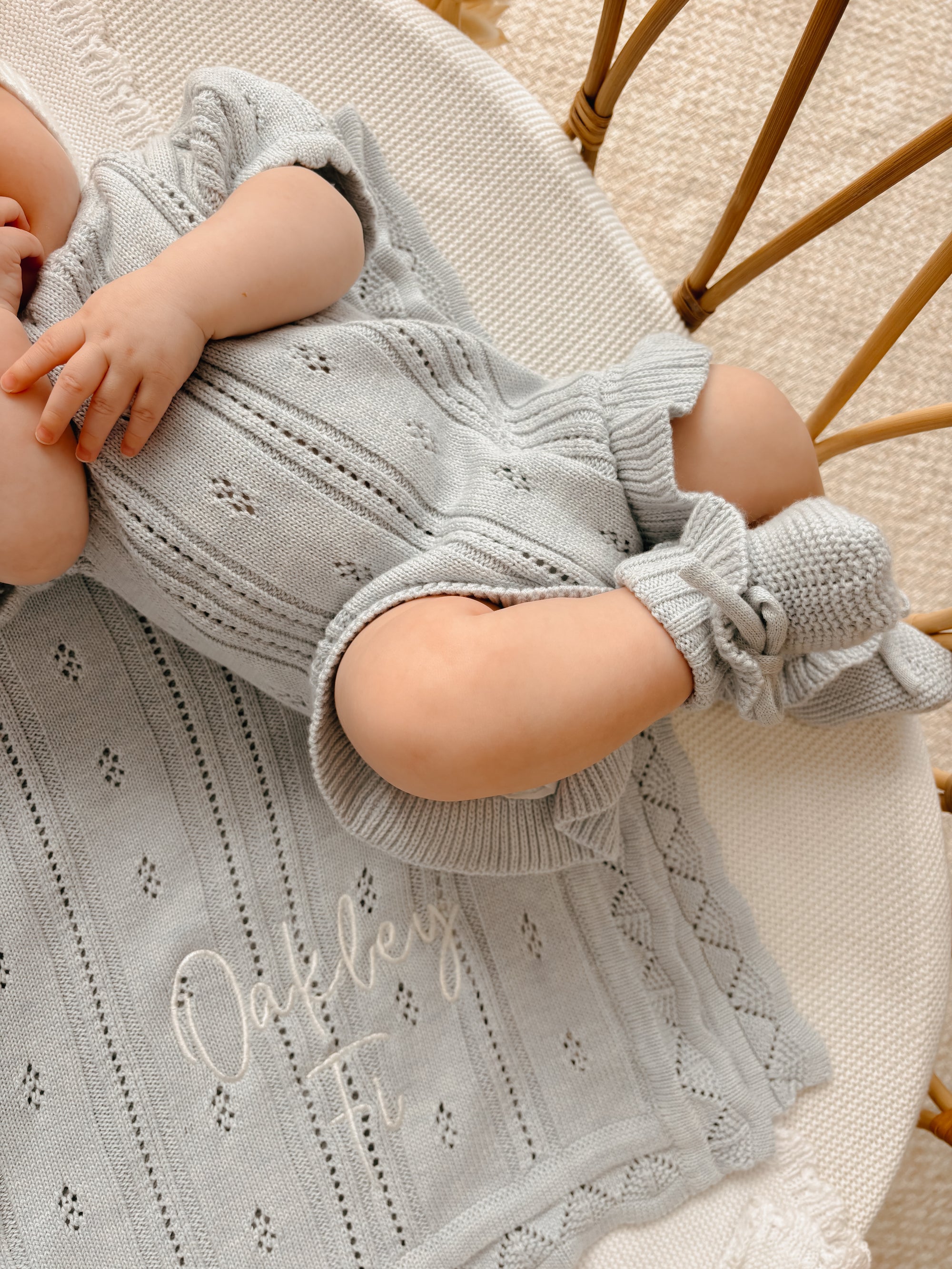 Margot Knit Romper - Powder Blue