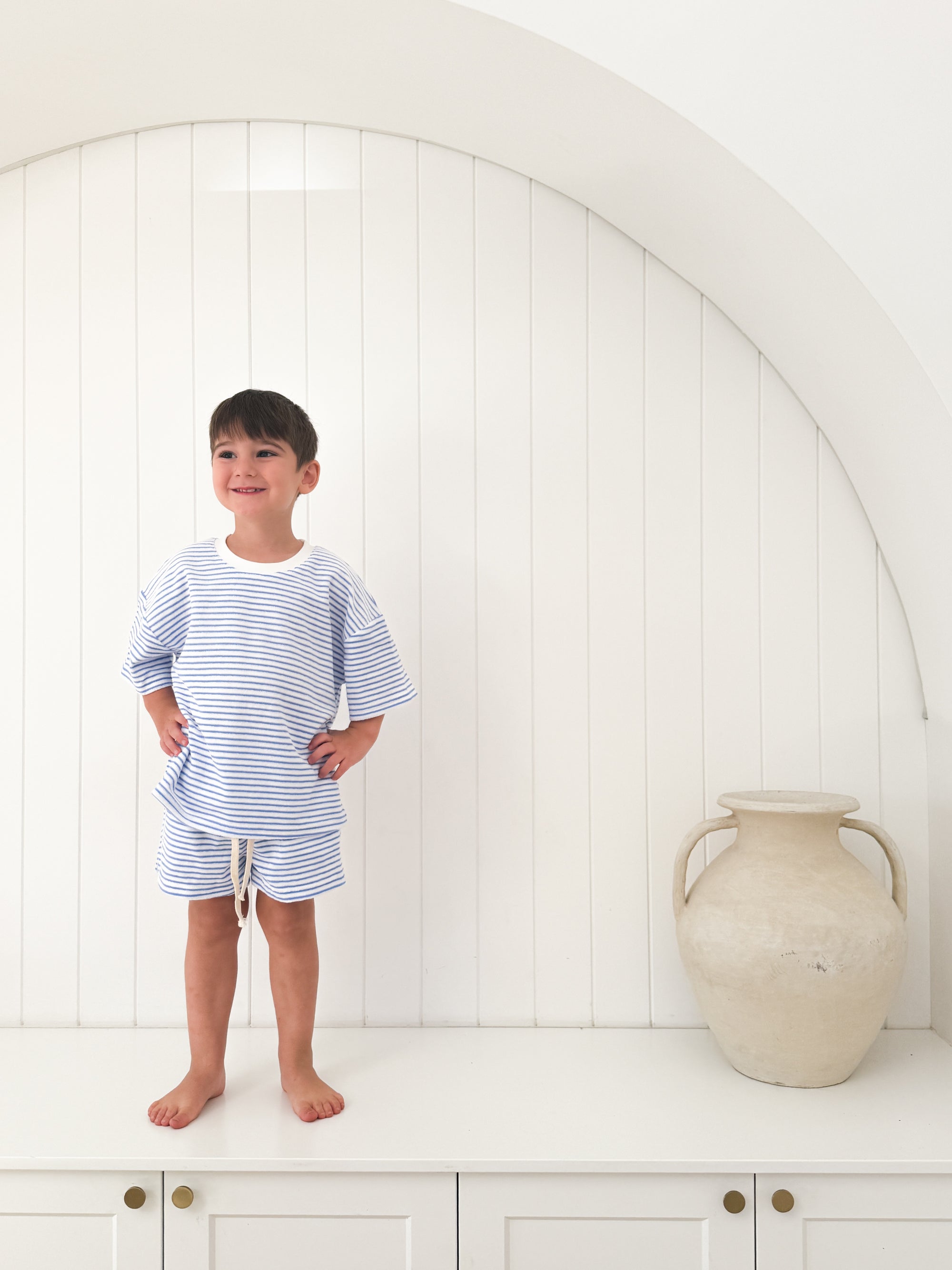 Kids Stripe Terry Set - Sky