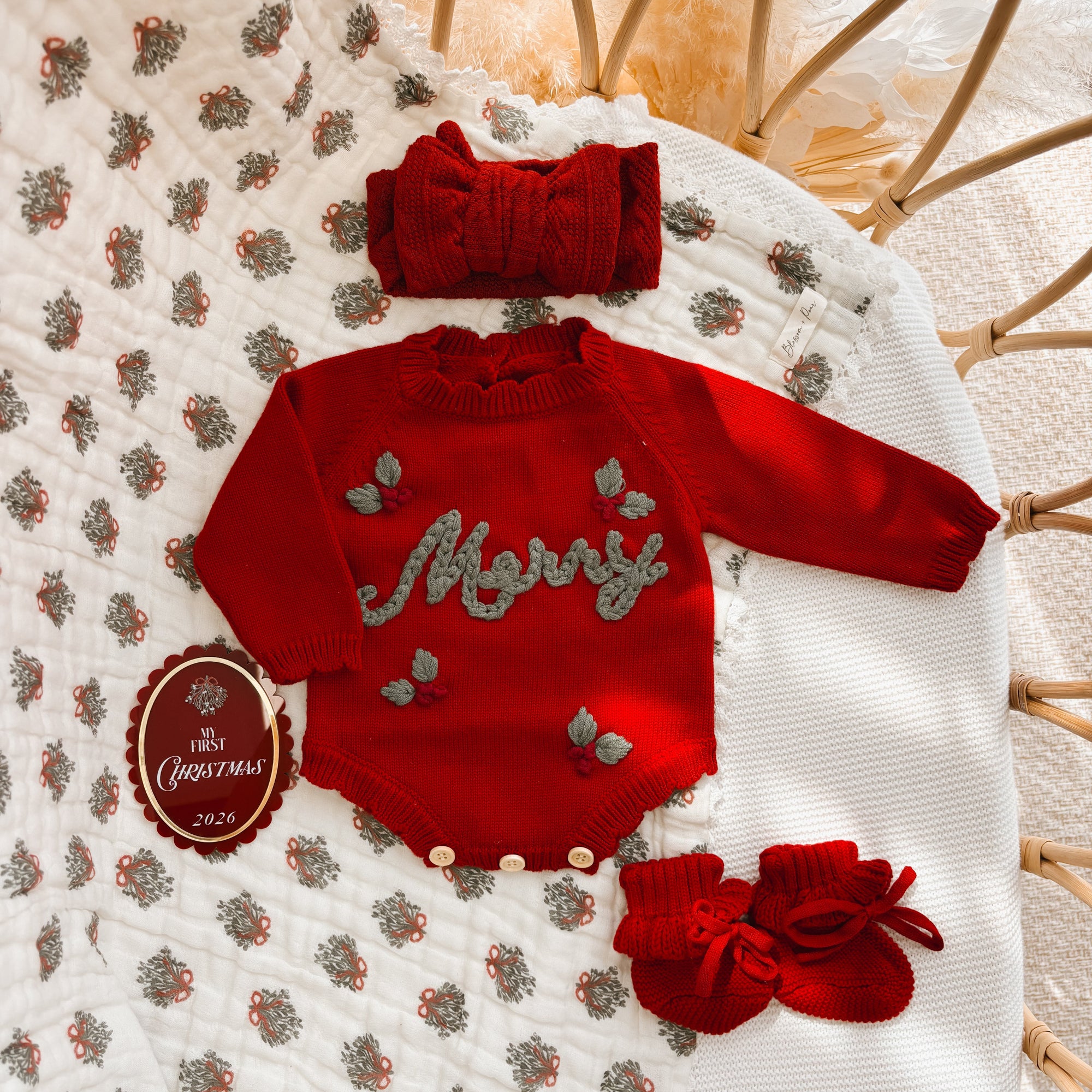 Merry Muse Long Sleeve Frill Knit Romper