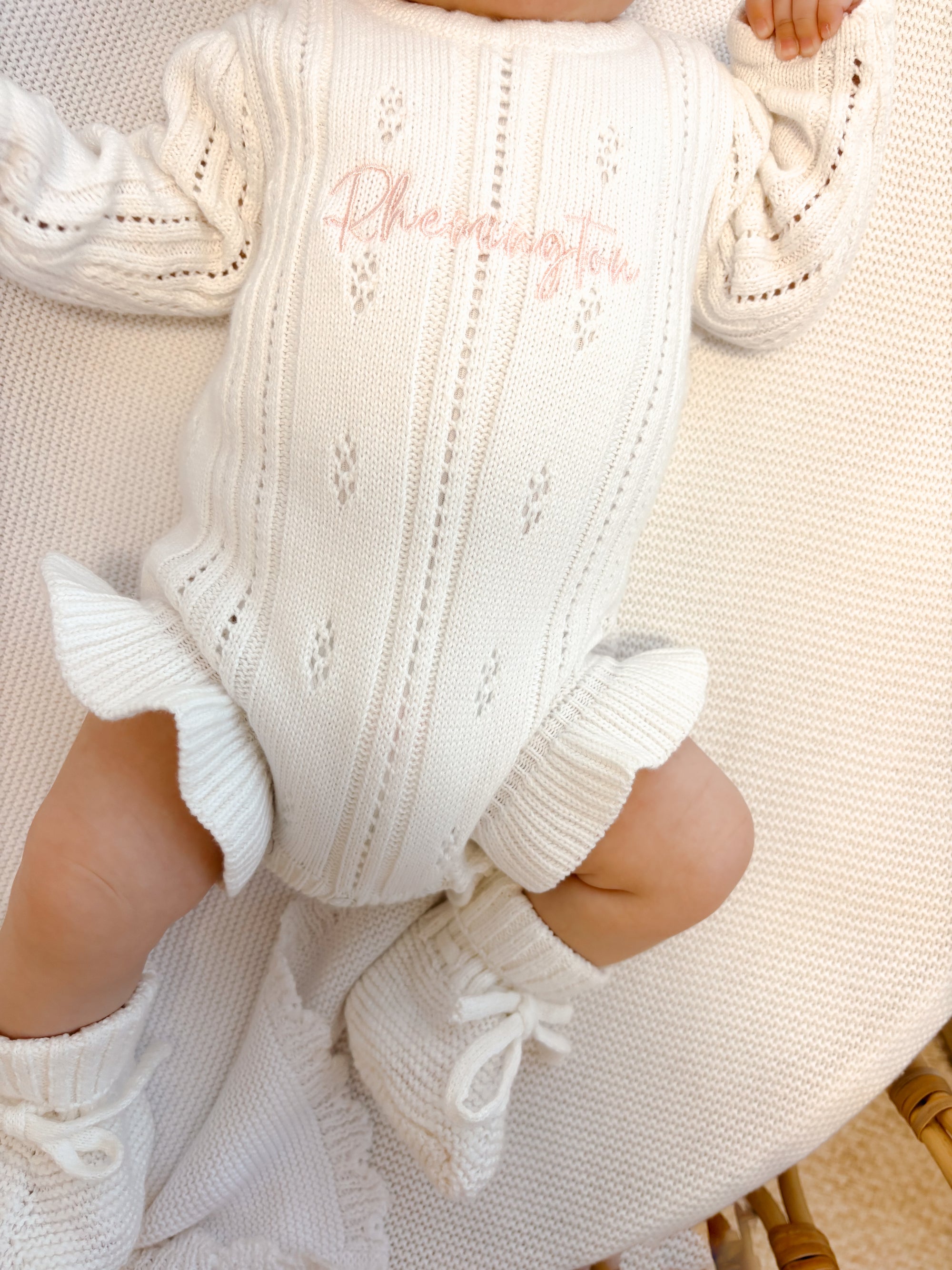 Margot Long Sleeve Frill Leg Romper - Milk