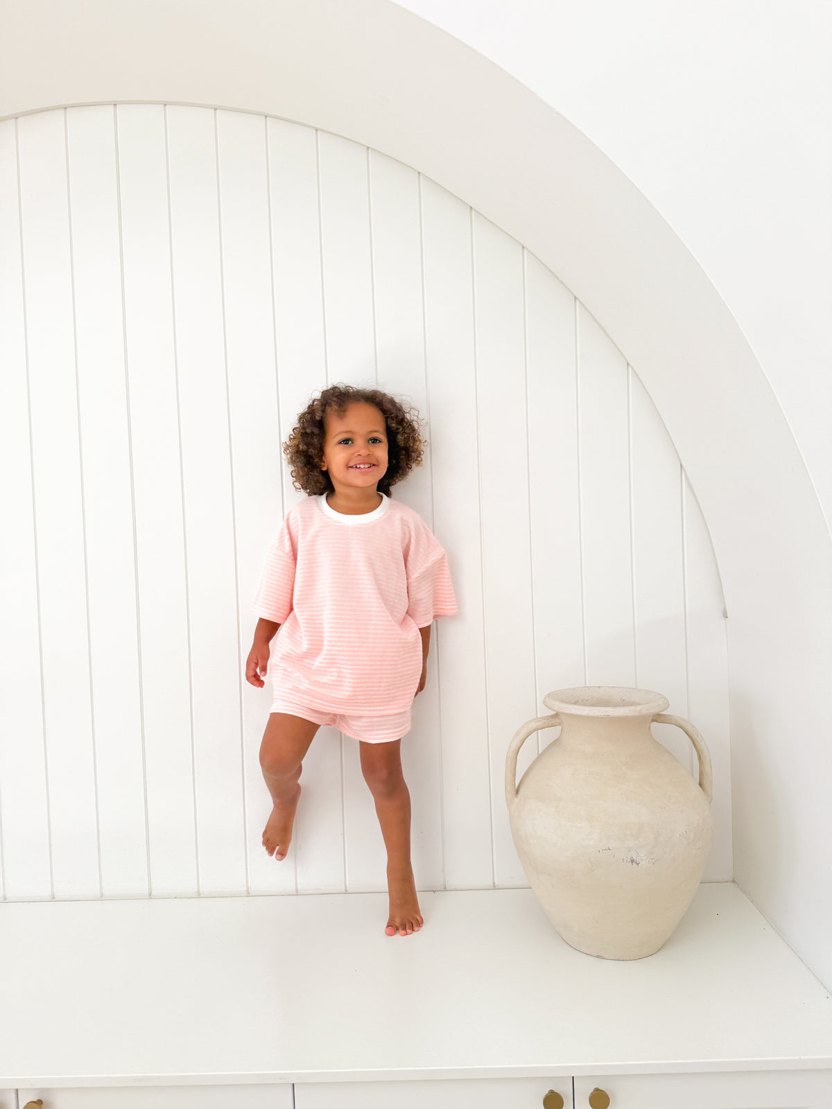 Kids Stripe Terry Set - Blush