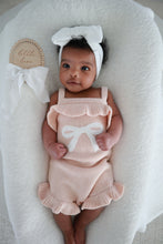 Load image into Gallery viewer, Bow Singlet Frill Knit Romper - Pink Lemonade