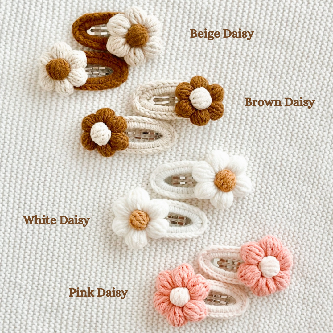 Daisy Crochet Hair Clip - Set of 2