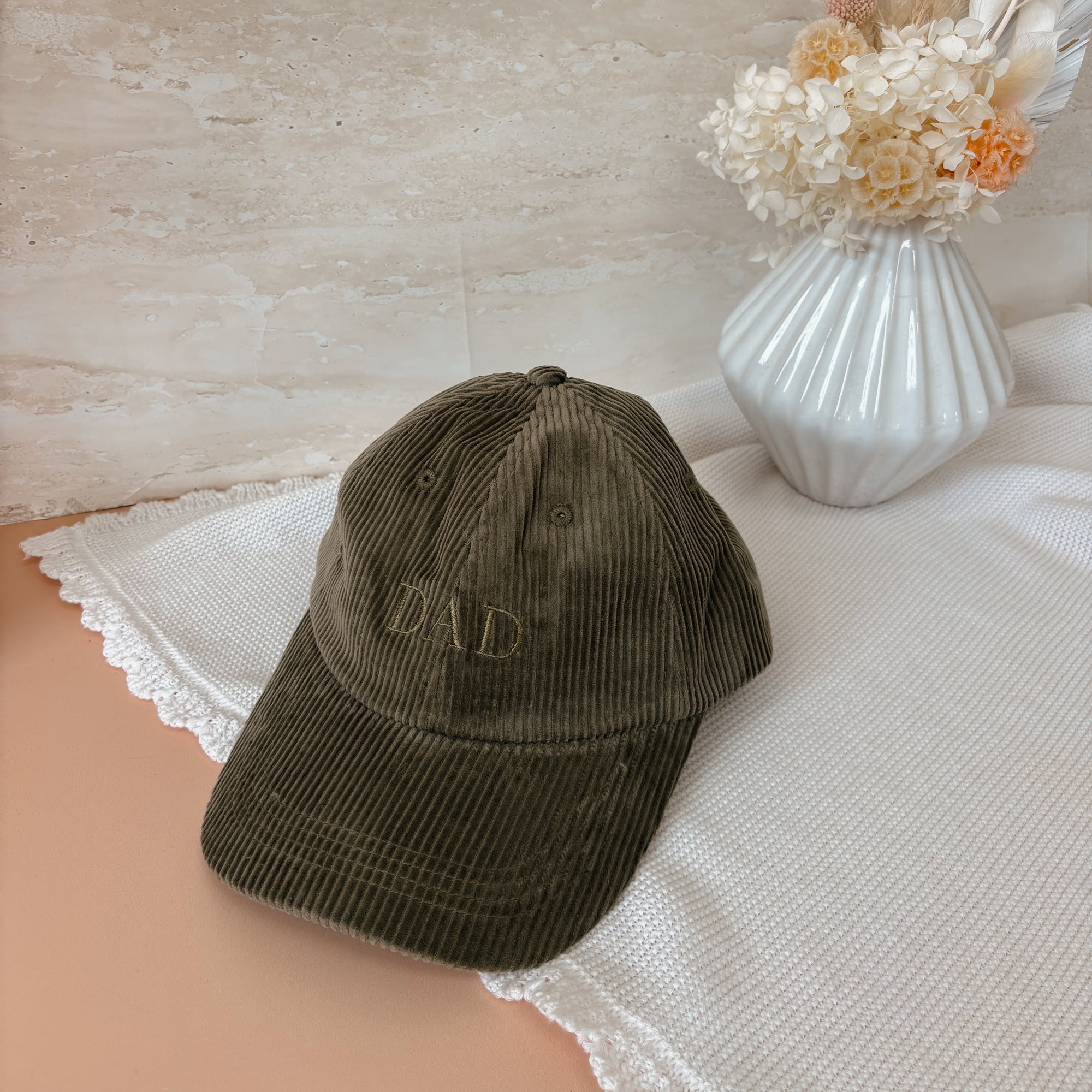 'Dad' Corduroy Curve Brim Cap - Moss