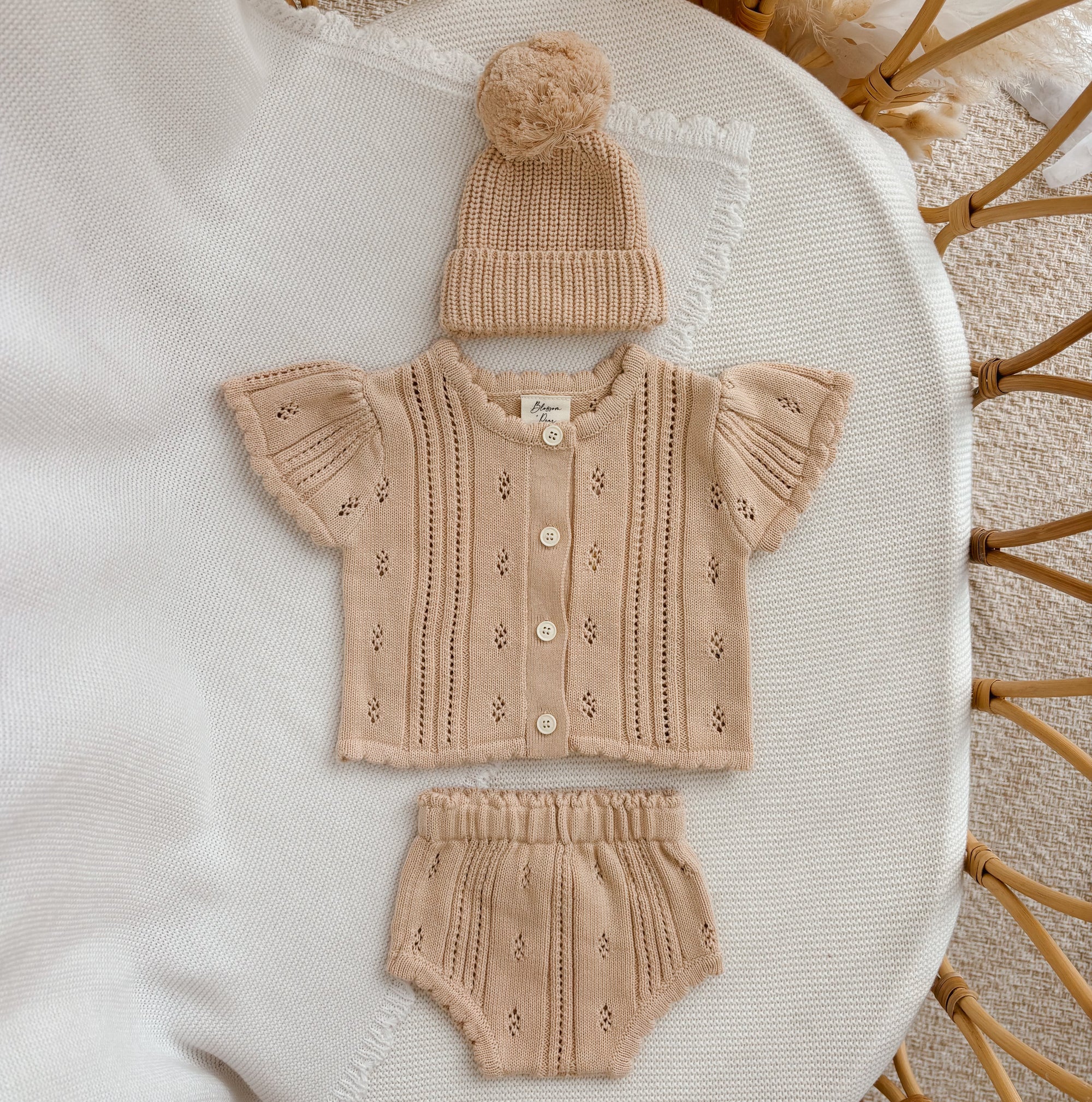 Margot Button Up Shortie Set in Vanilla Oat