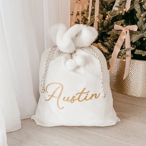 Personalised Holiday Santa Sack (New) - Ivory - PRE ORDER - Est. Dispatch Mid November