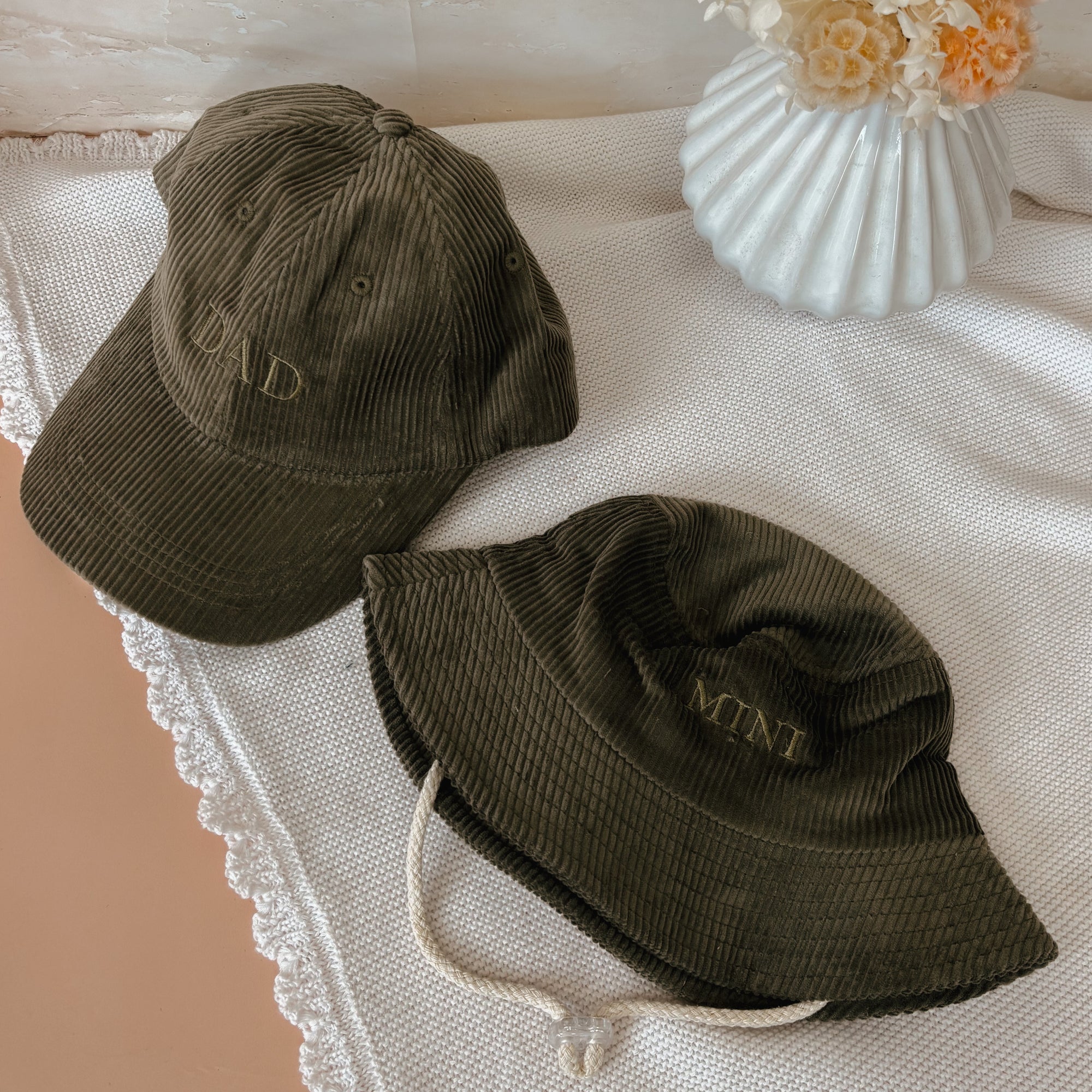 'Mini' Corduroy Bucket Hat - Moss