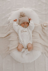 Personalised Long Sleeve Bubble Romper - Milk