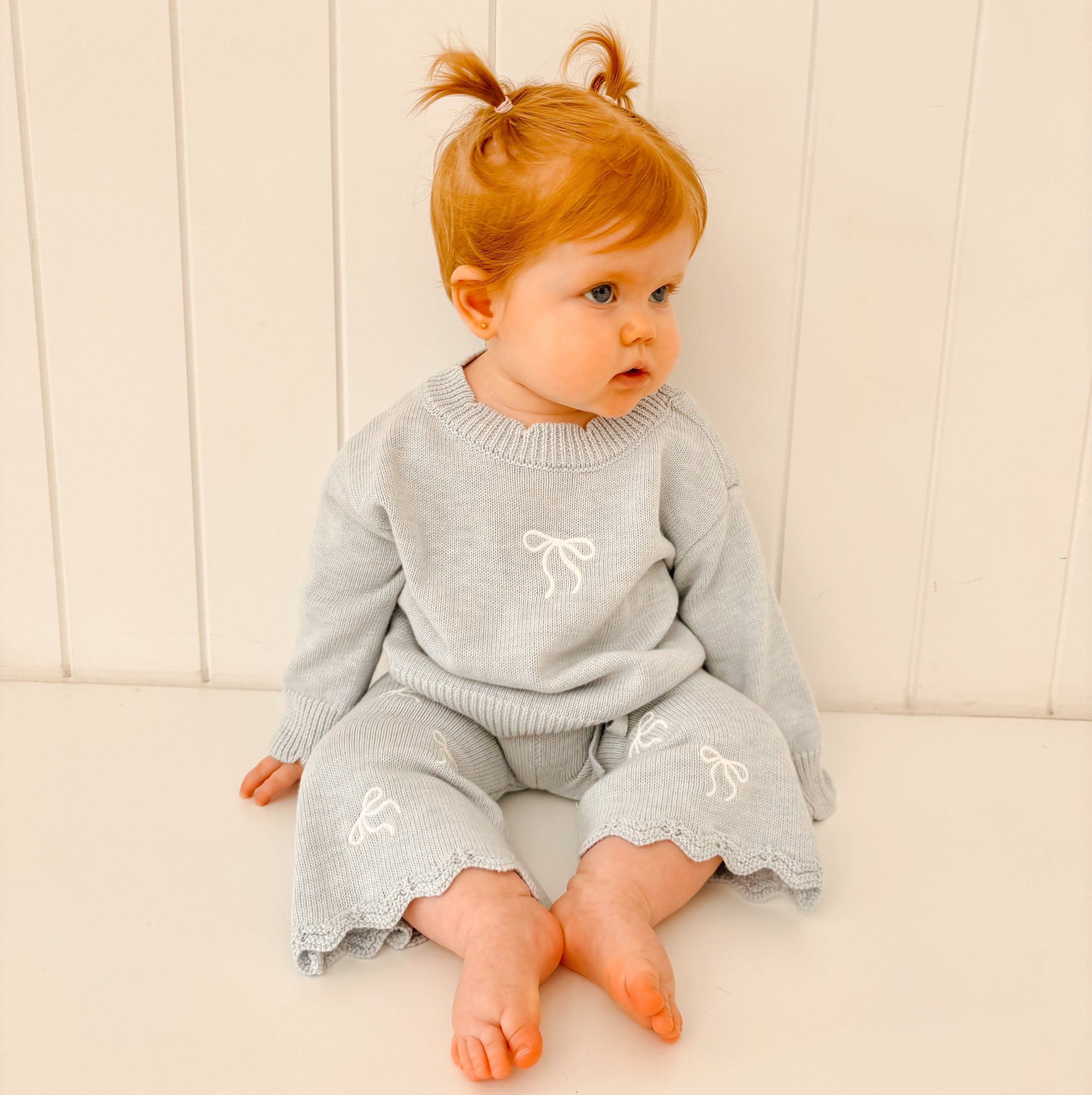The Cosy Bow Knit Set - Powder Blue
