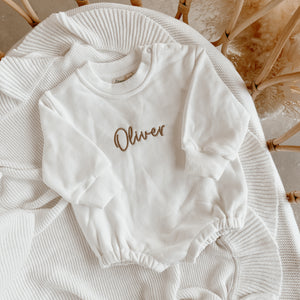 Long Sleeve Personalised Bubble Romper - Milk