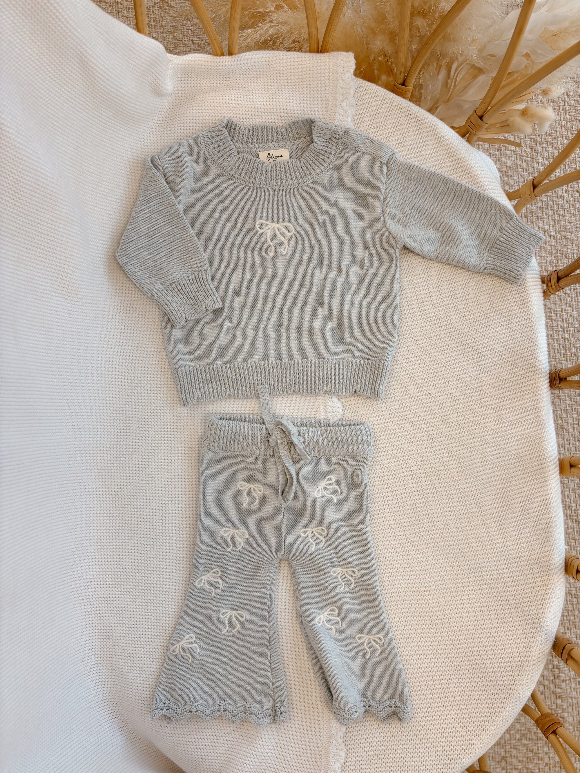 The Cosy Bow Knit Set - Powder Blue