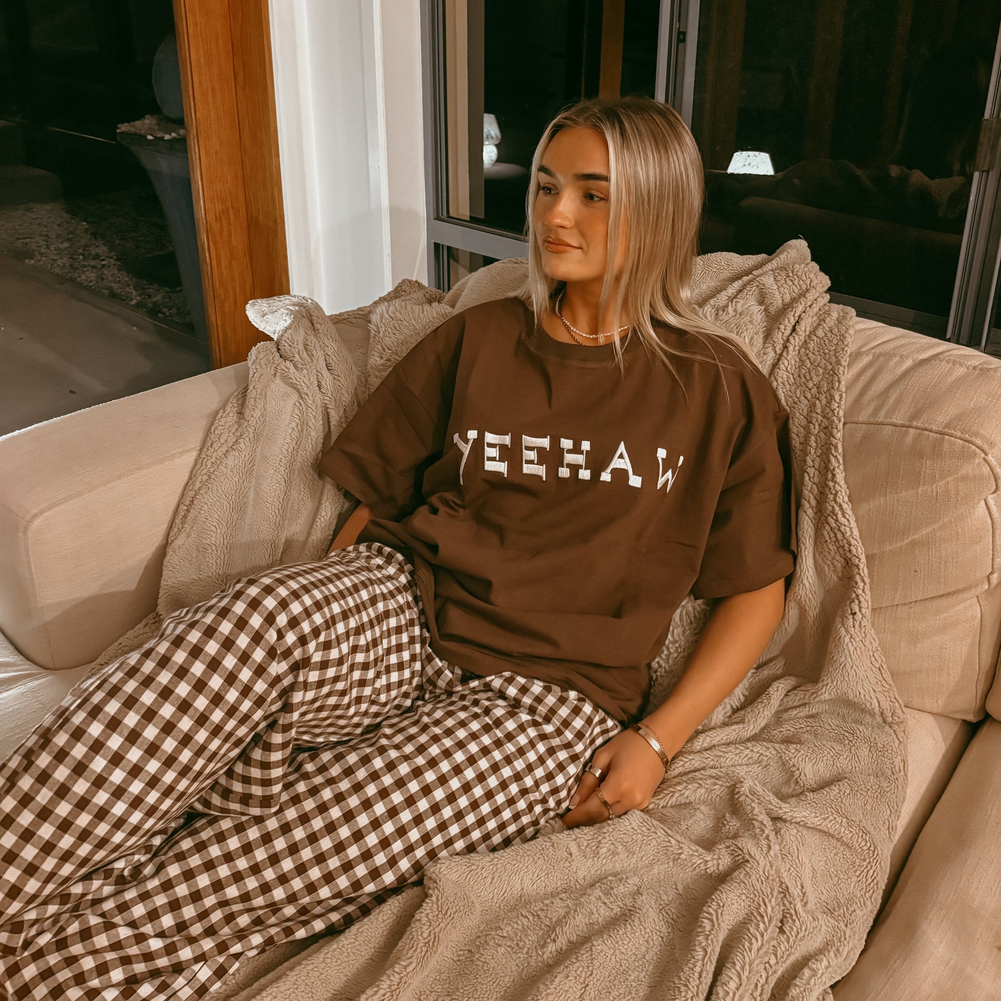 Ladies ‘Yeehaw’ Slouch Tee - Espresso