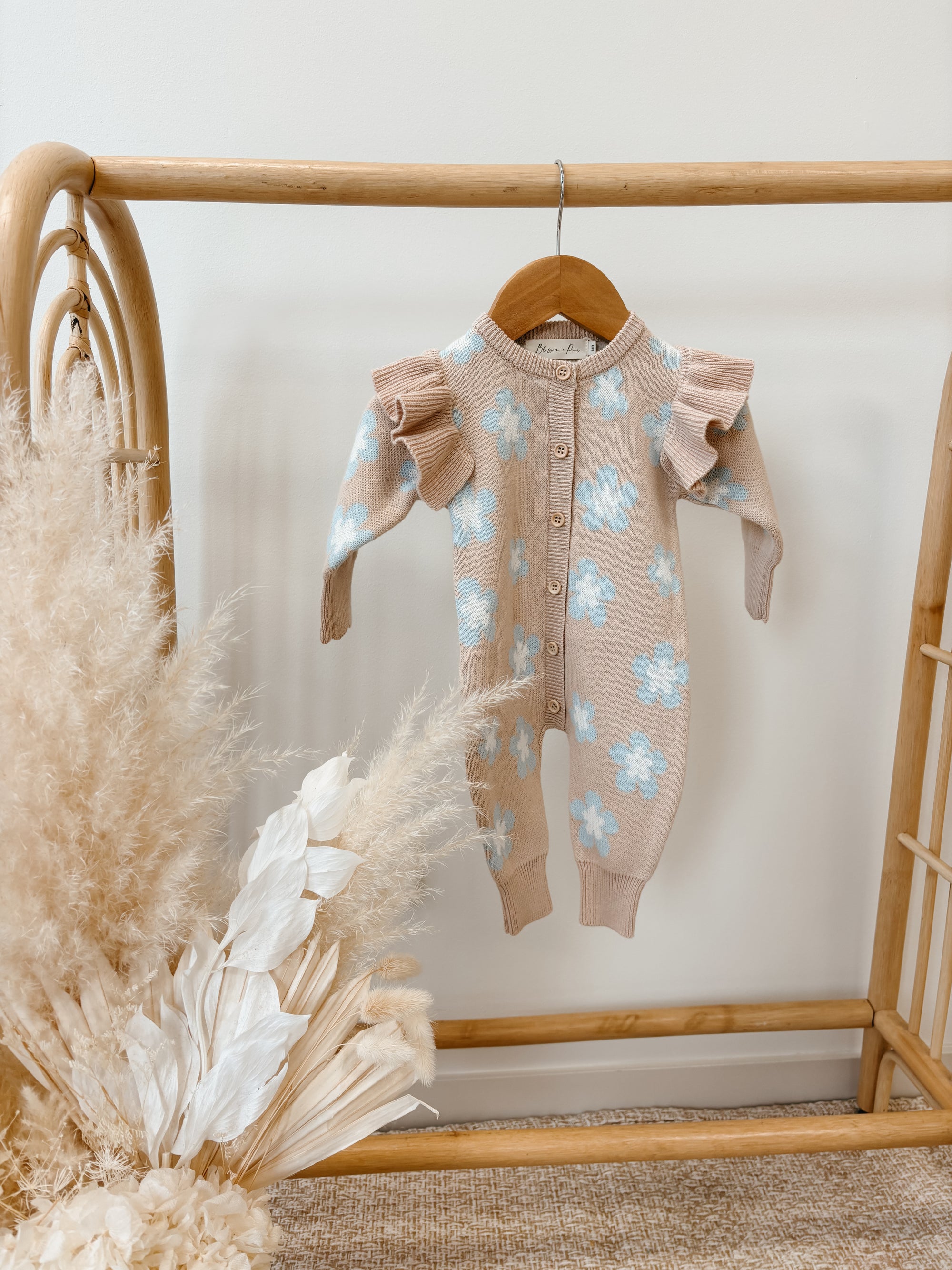 Mocha Blue Daisy Romper