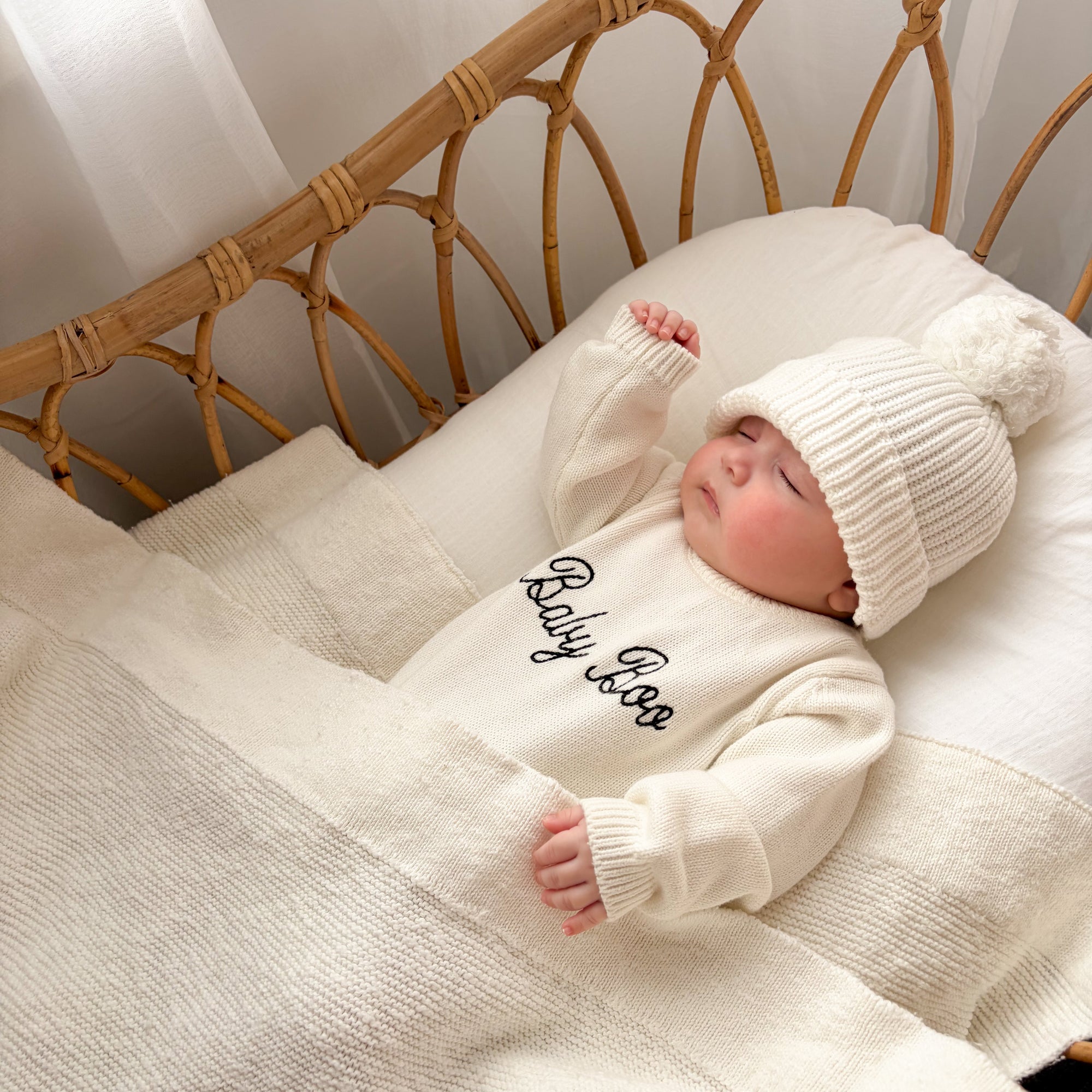 'Baby Boo' Long Sleeve Knit Romper - Milk