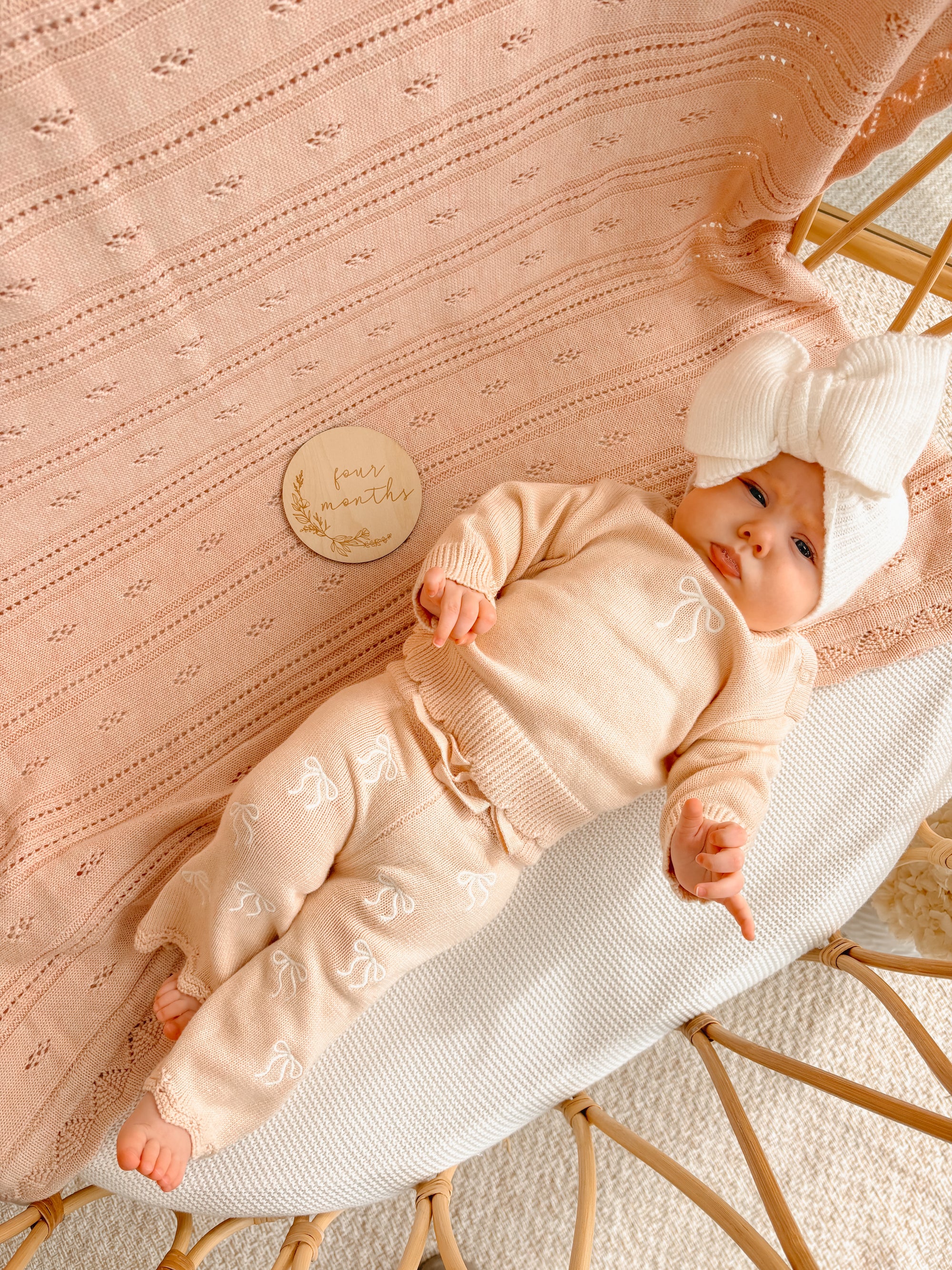 The Cosy Bow Knit Set - Pink Lemonade