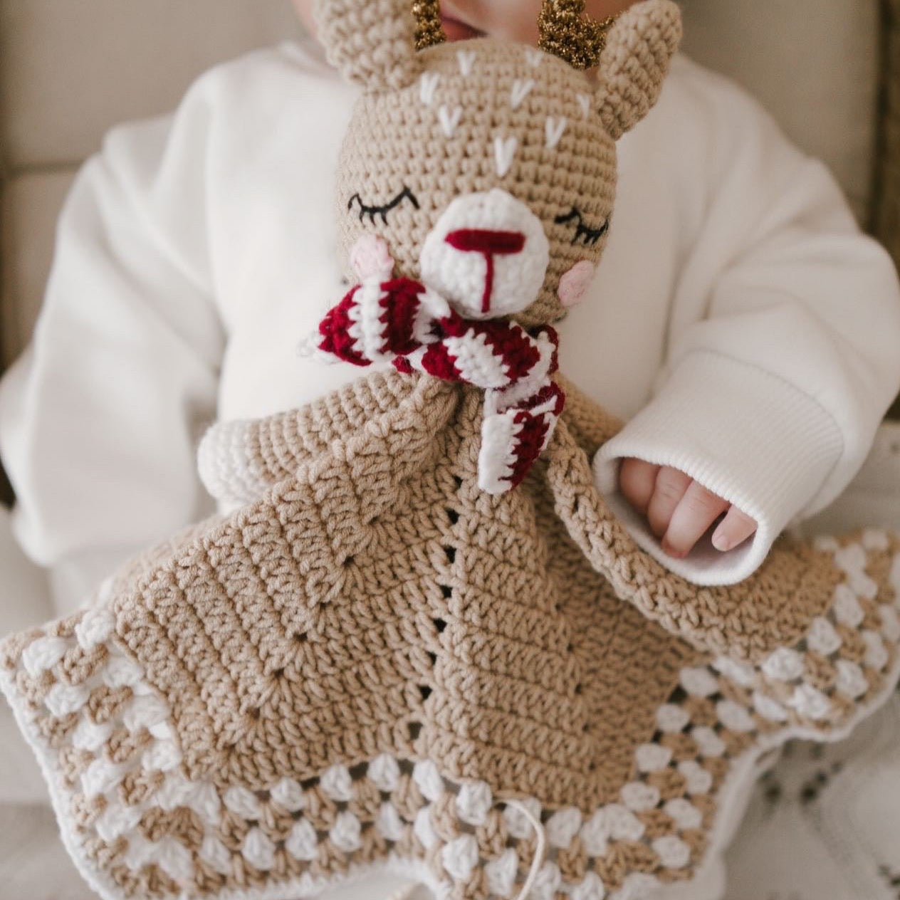 Festive Fawn - Heirloom Crochet Lovey Comforter