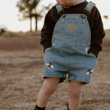 Load image into Gallery viewer, Bee’s Knees Denim Shortalls