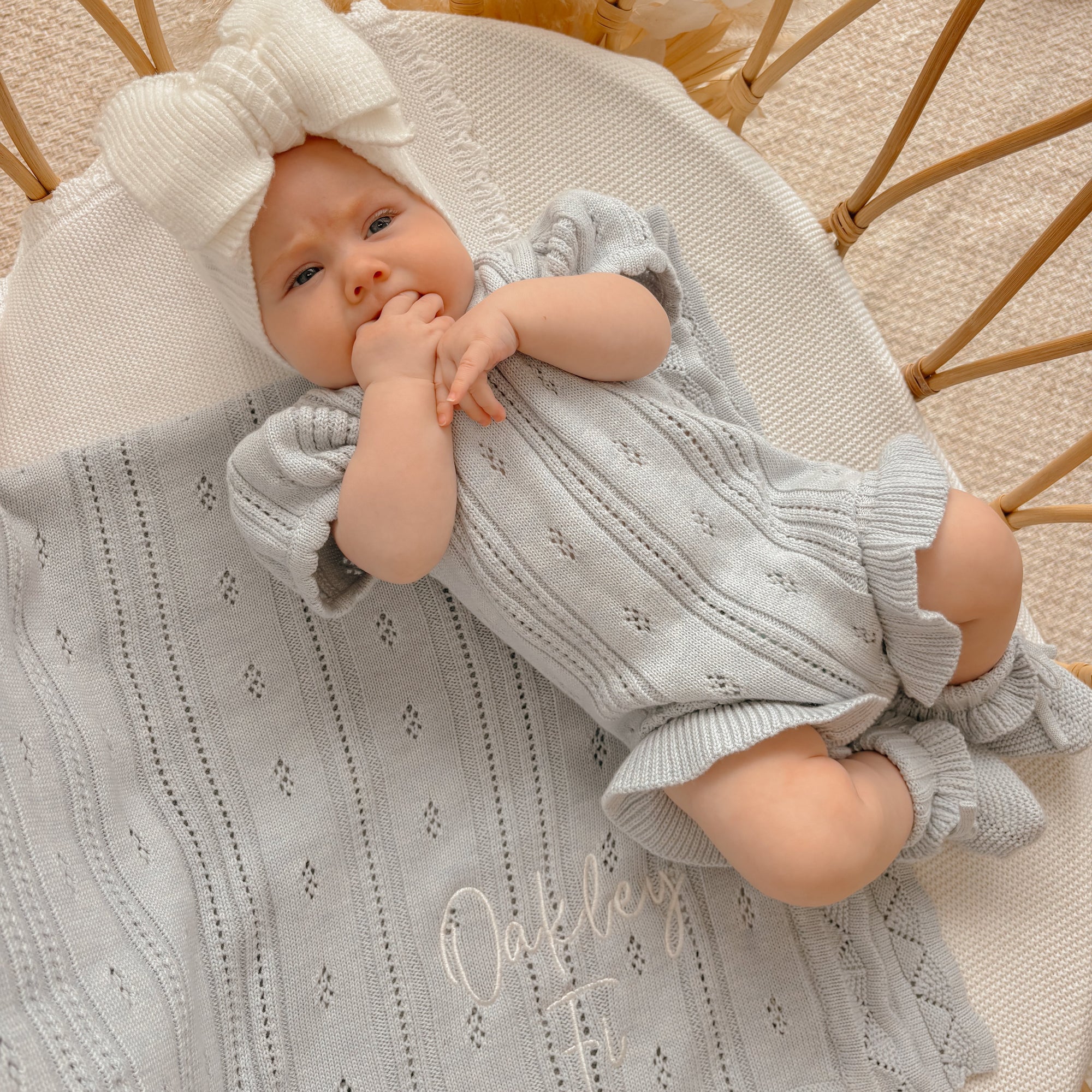 Margot Knit Romper - Powder Blue