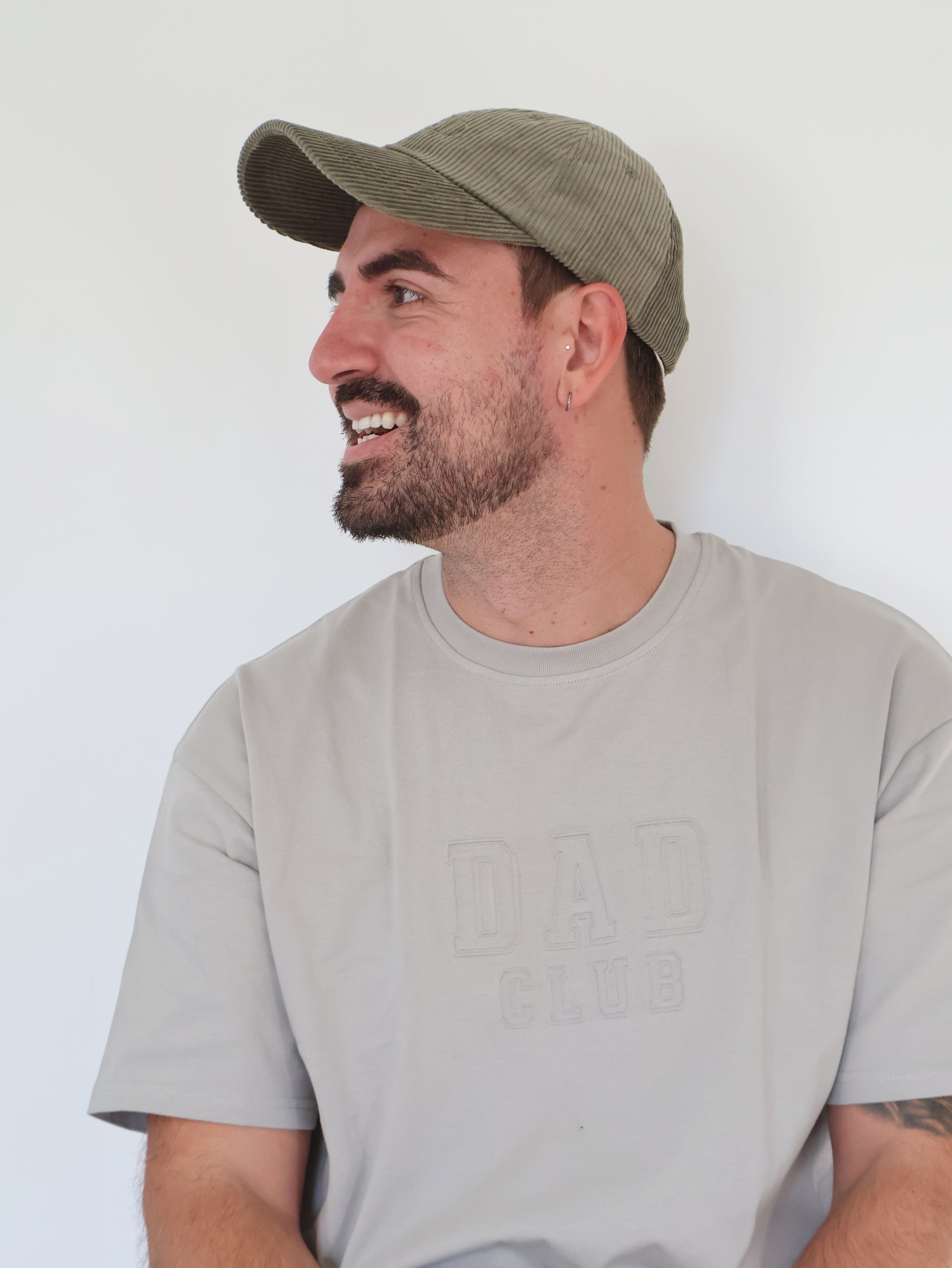 'Dad' Corduroy Curve Brim Cap - Moss