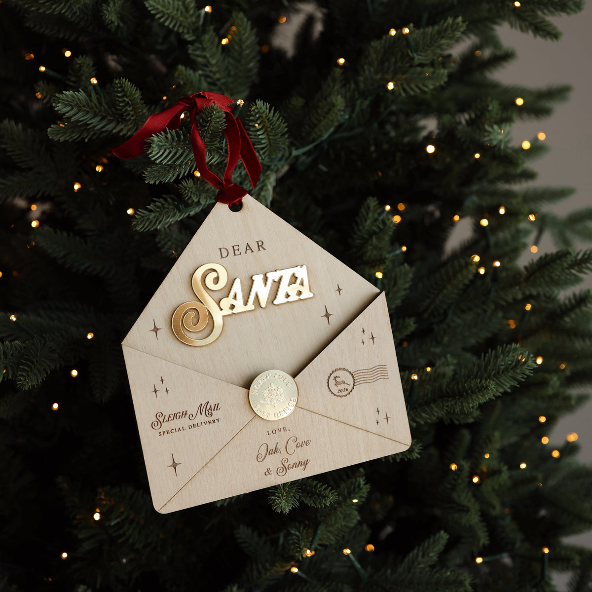 'Dear Santa' Wooden Letter Envelope