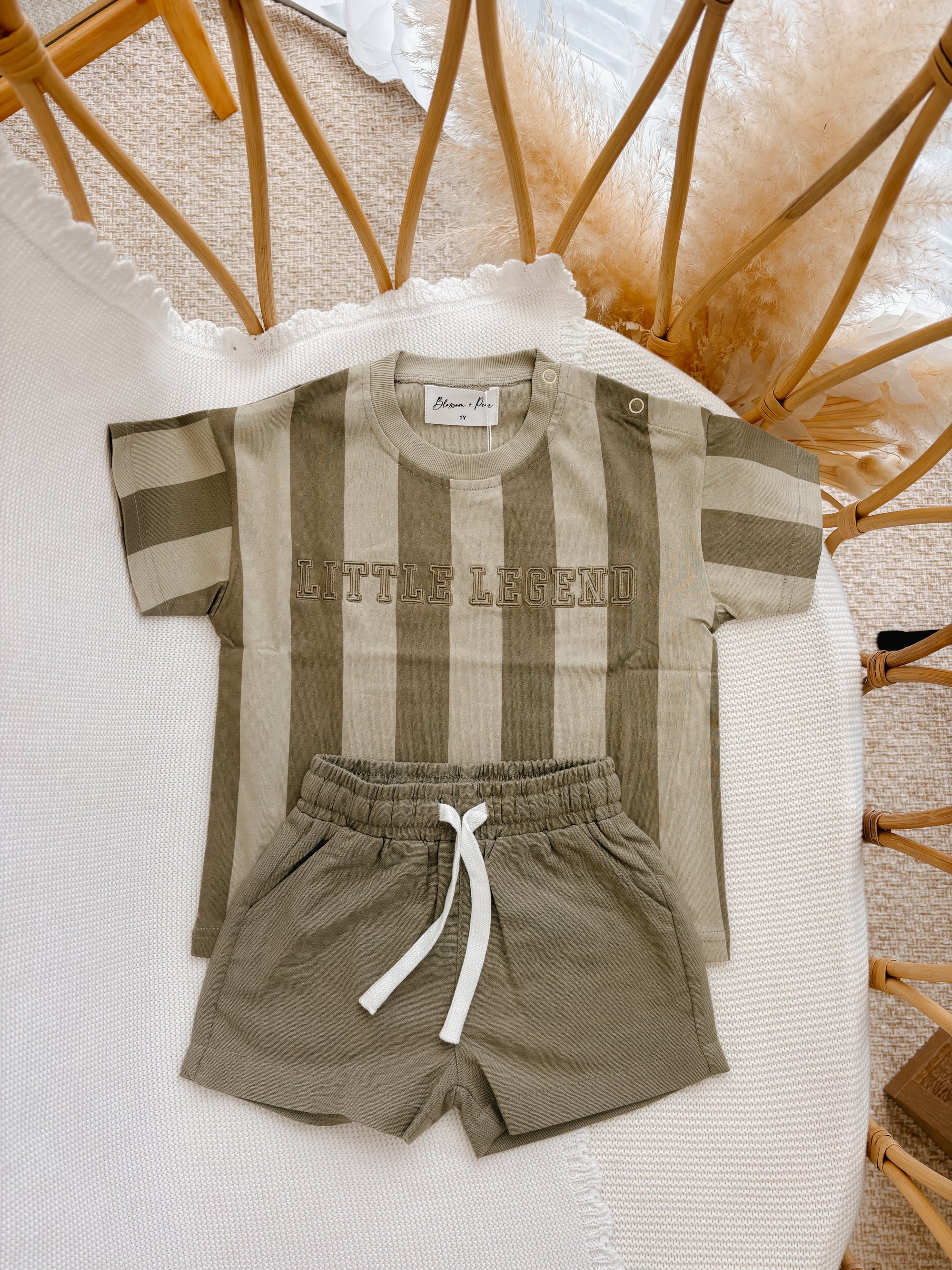 Kids Drawstring Shorts - Olive