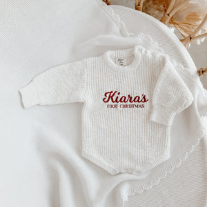 Personalised 'First Christmas' Chunky Knit Romper