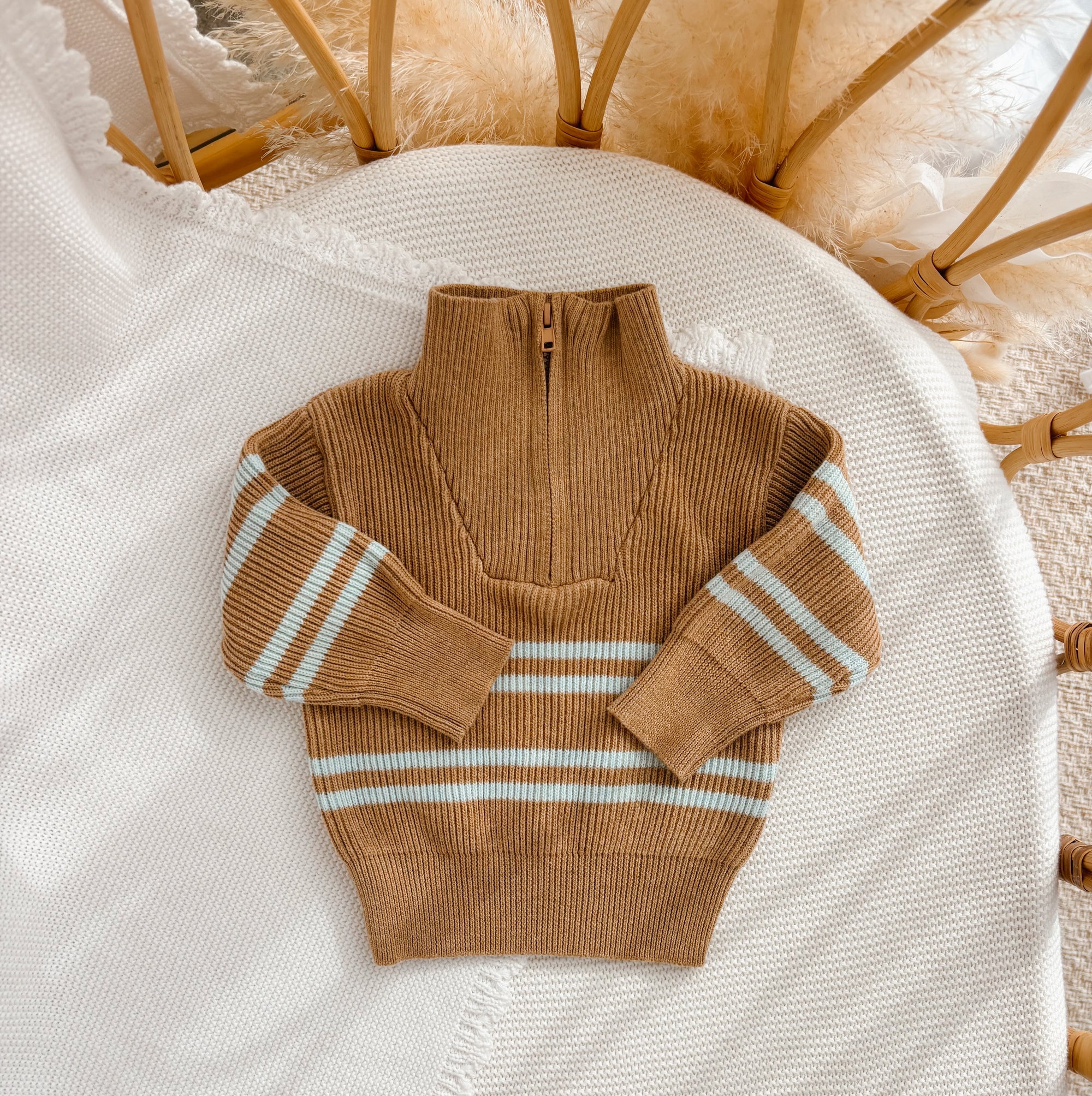 Quarter Zip Knit in Pumpkin