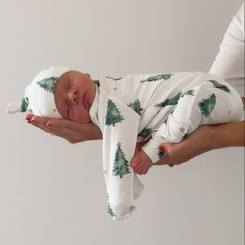 Long Sleeve Bamboo Growsuit - Christmas Trees