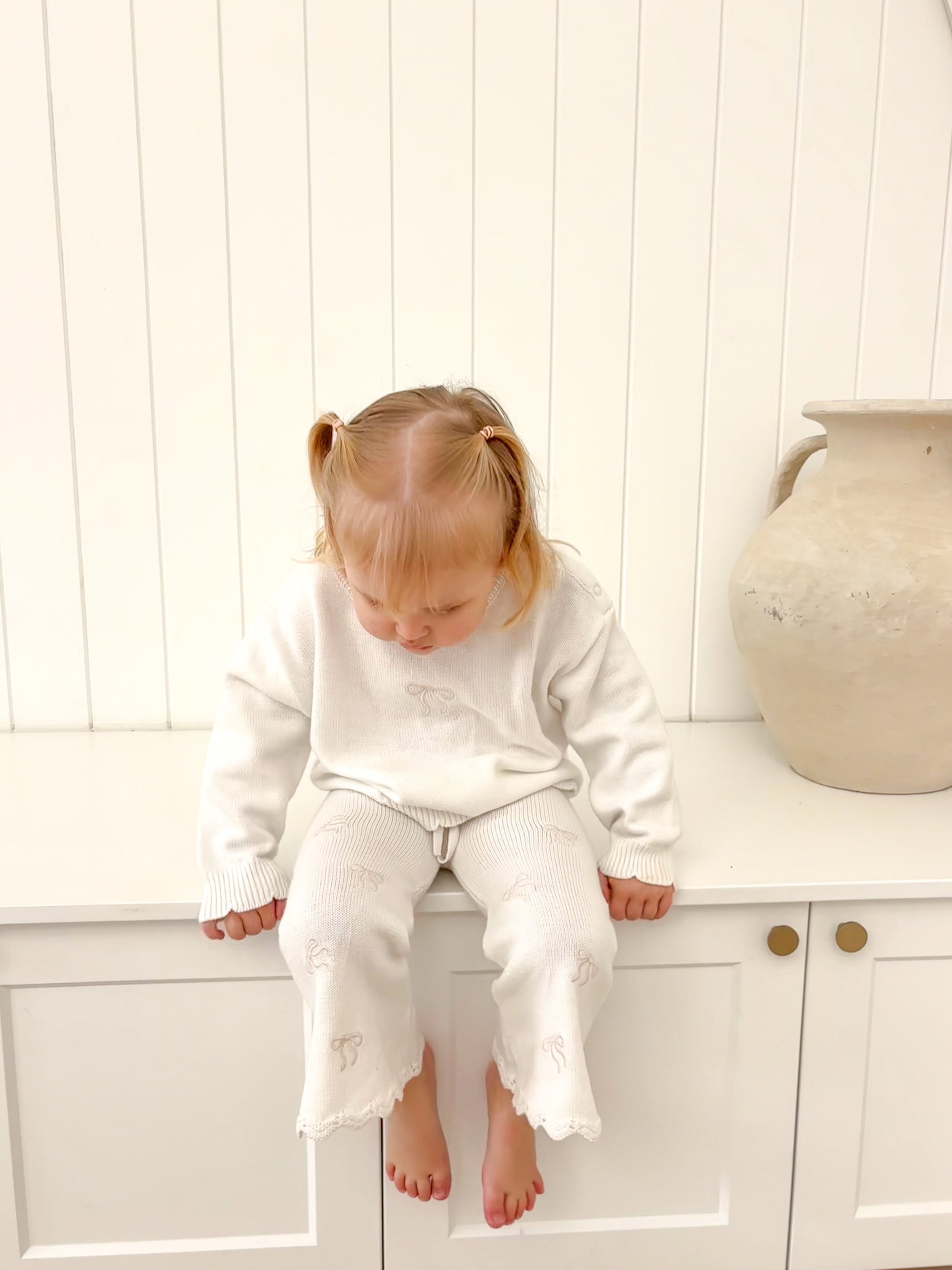 The Cosy Bow Knit Set - Milk