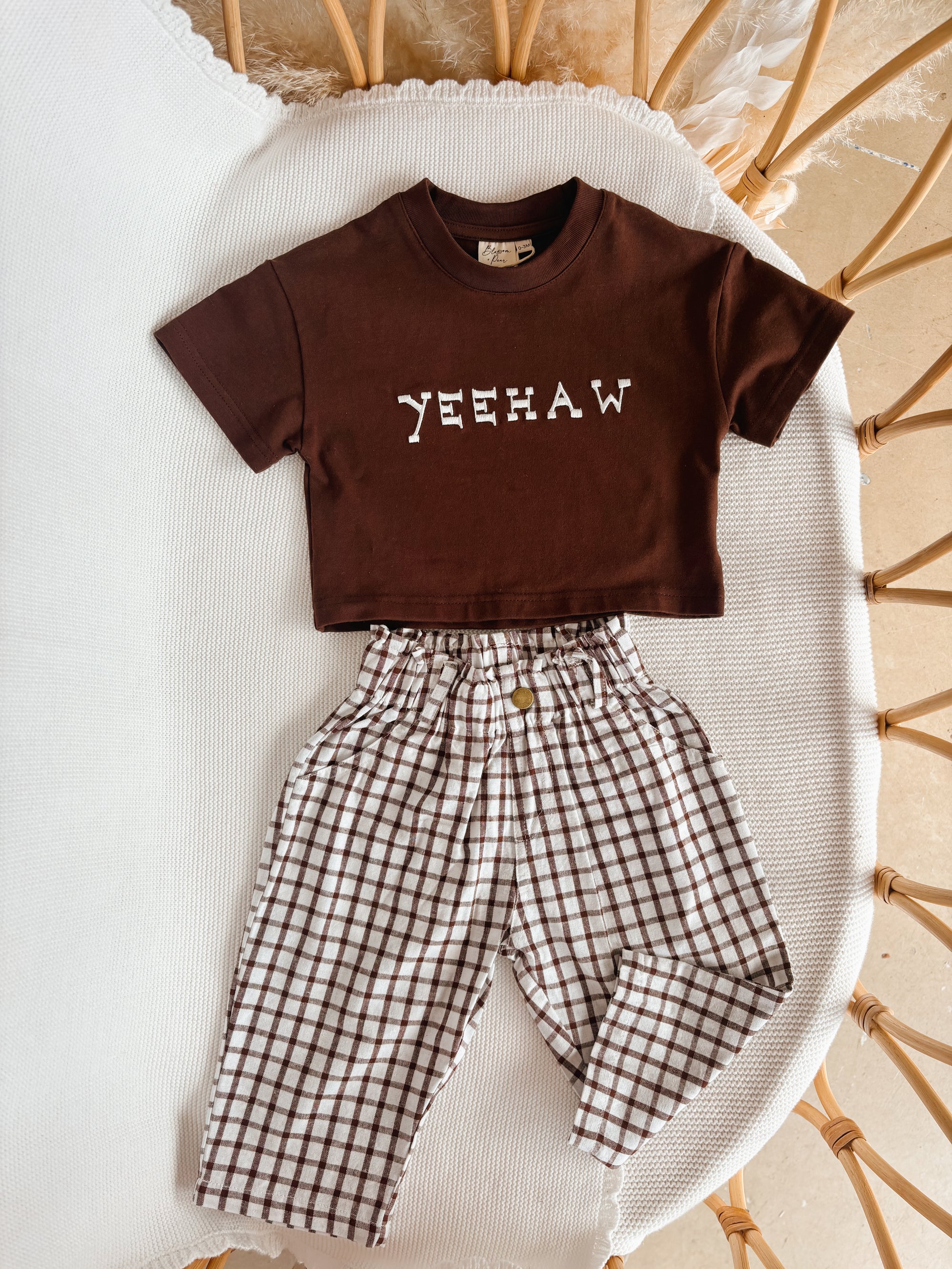 Kids White Checker Pants
