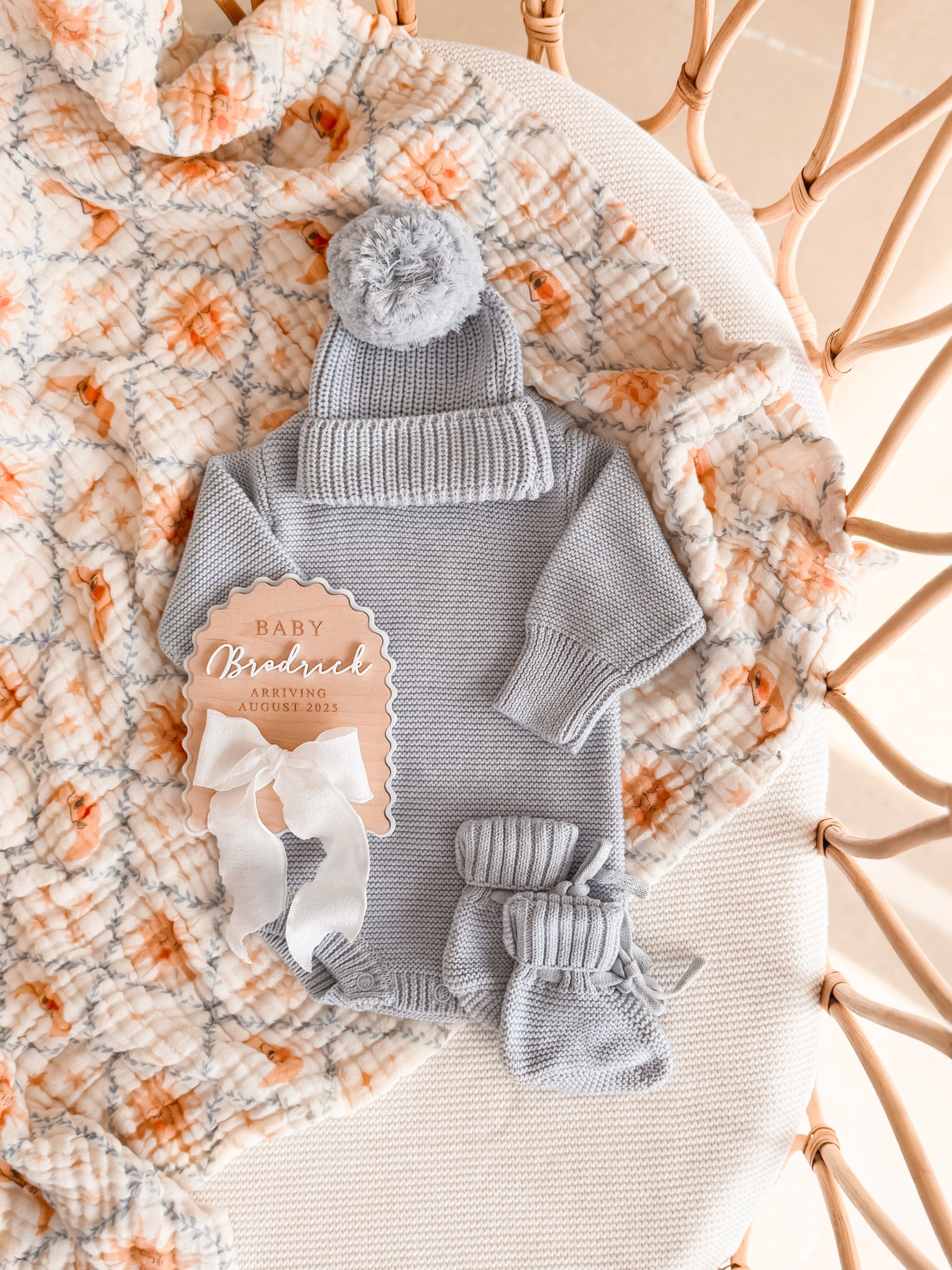 Long Sleeve Knit Romper - Powder Blue