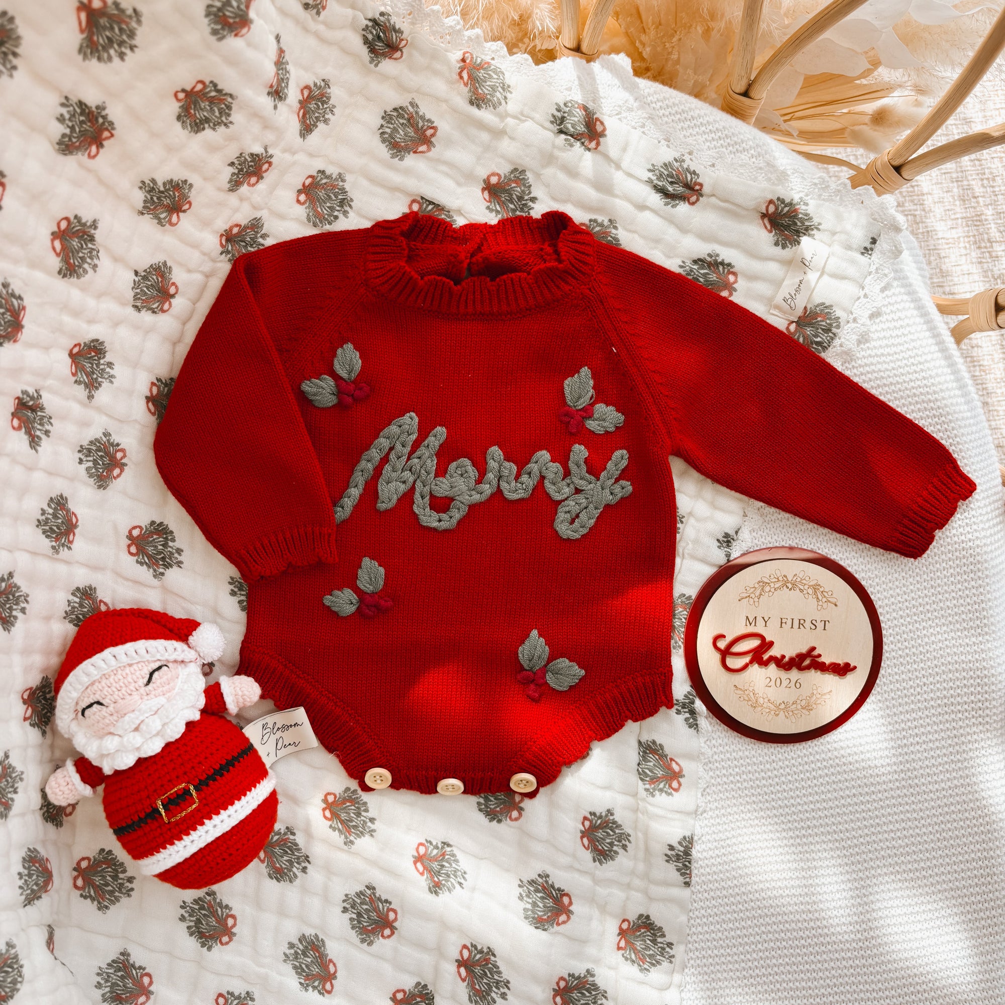 Merry Muse Long Sleeve Frill Knit Romper
