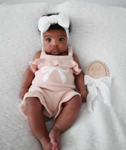 Bow Singlet Frill Knit Romper - Pink Lemonade
